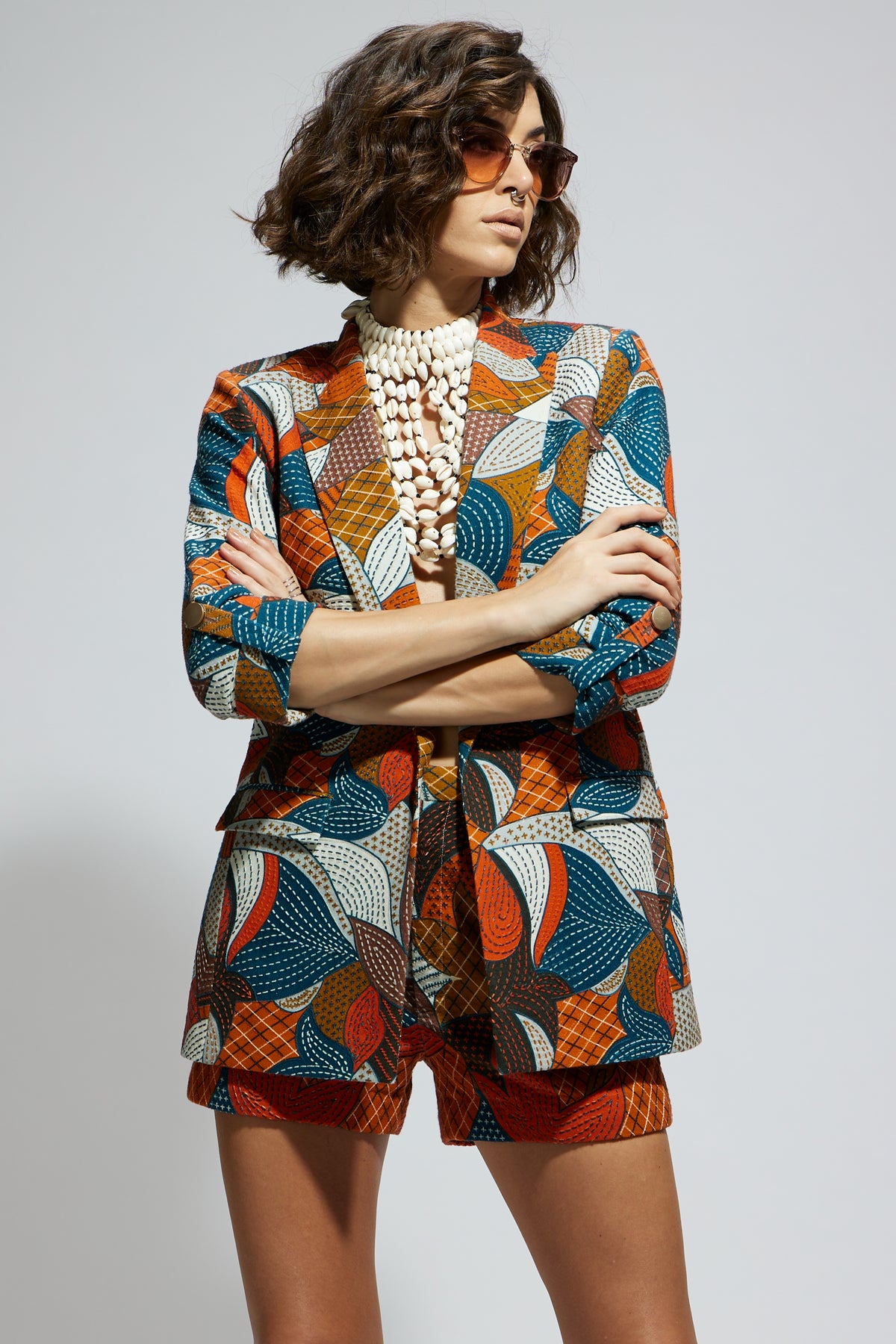 Abstract Engineered Textile Blazer Set