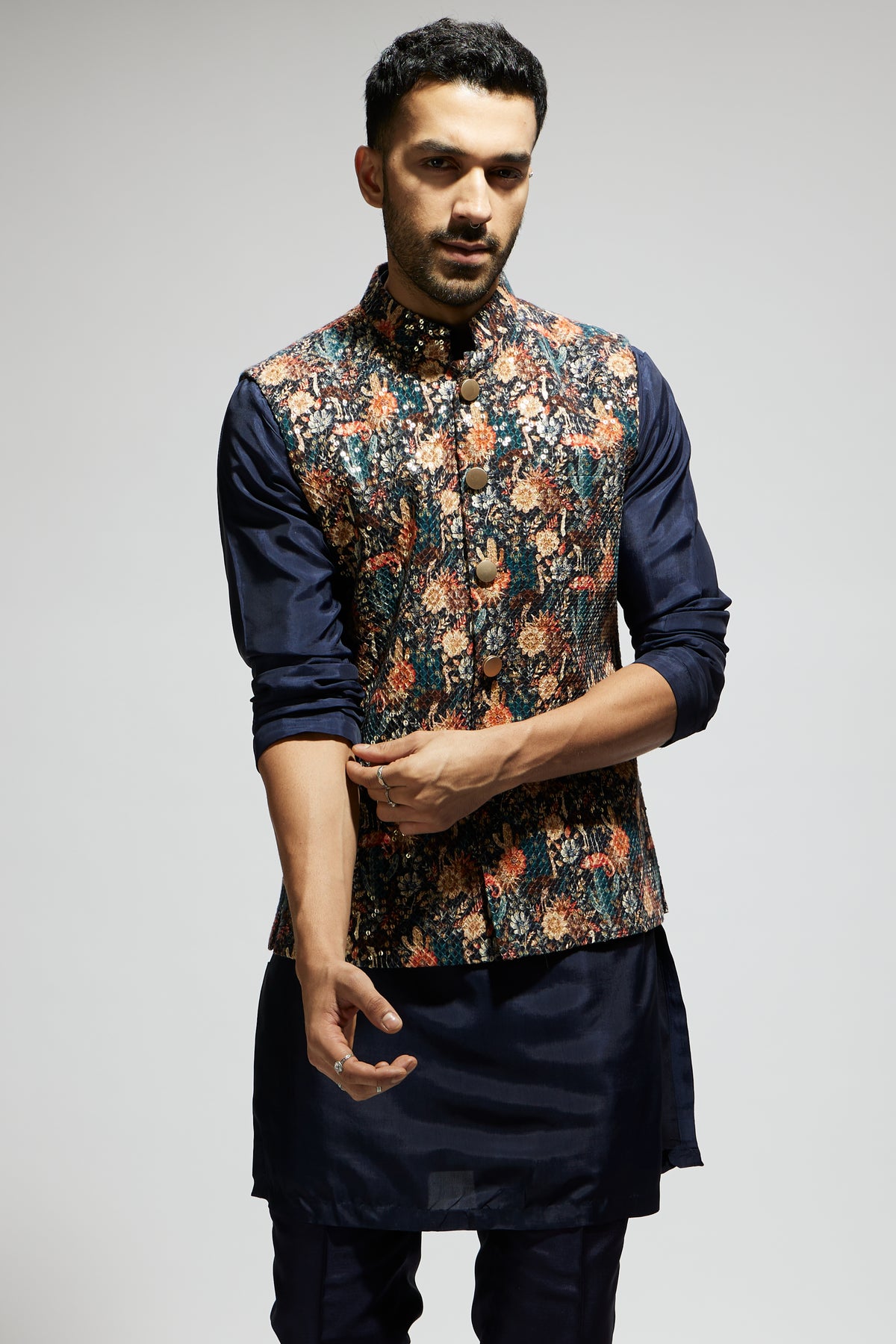 Blue Jaal Embellished Kurta