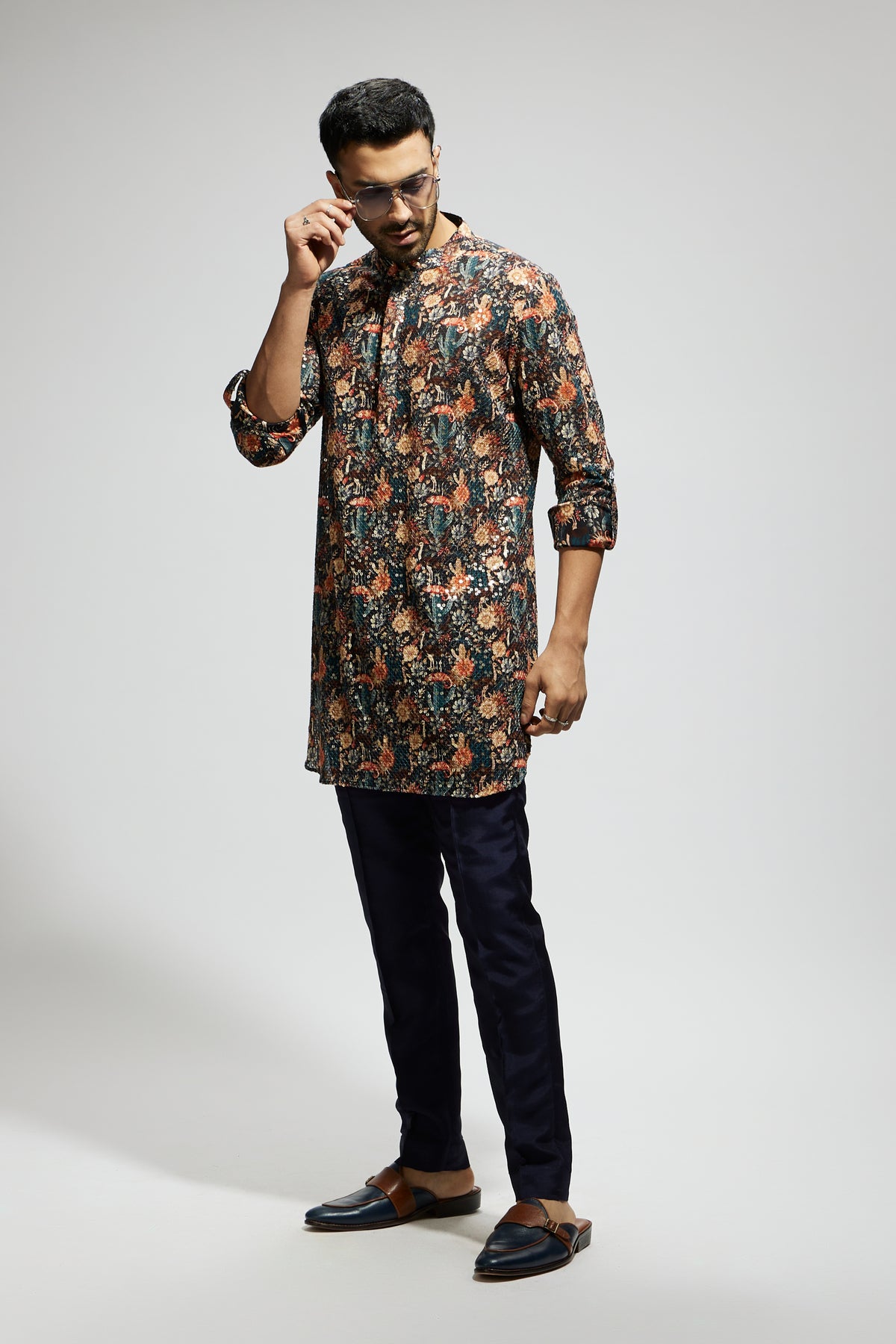 Blue Jaal Embellished Kurta