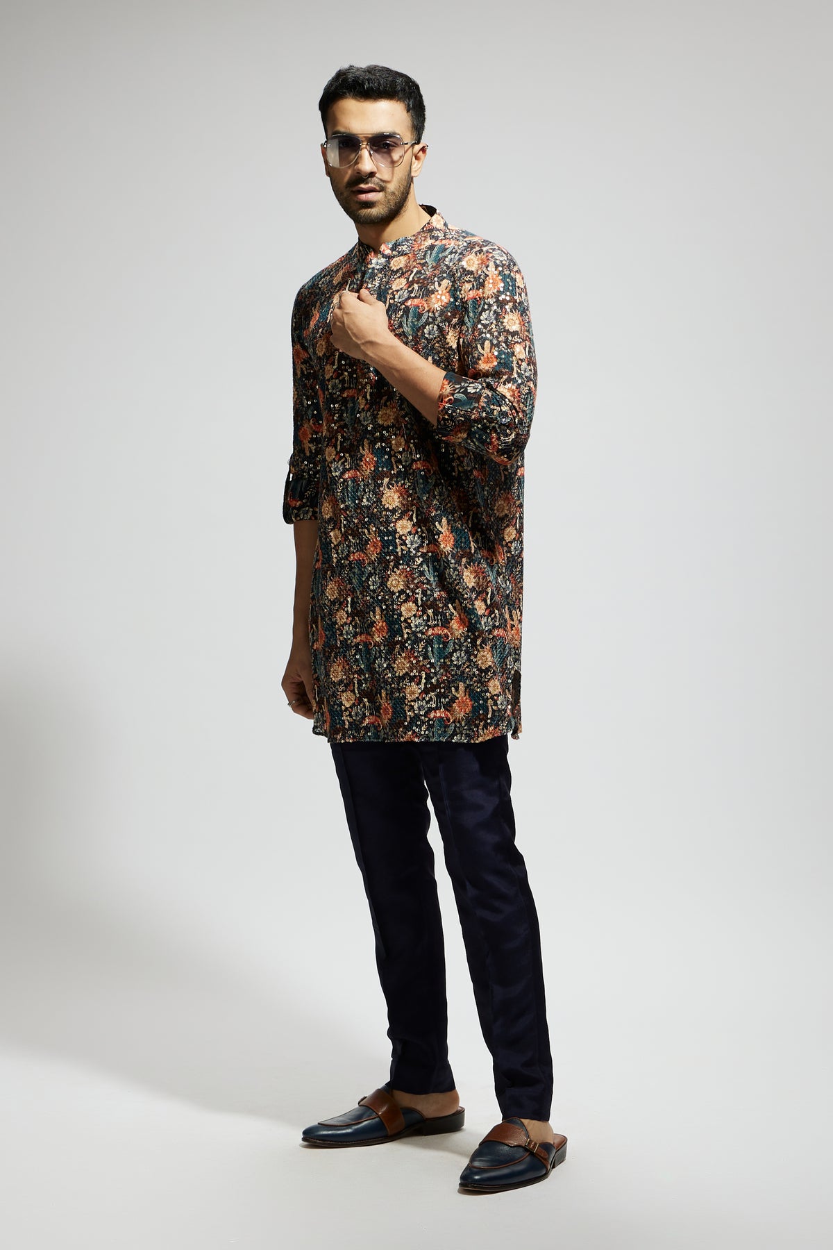 Blue Jaal Embellished Kurta