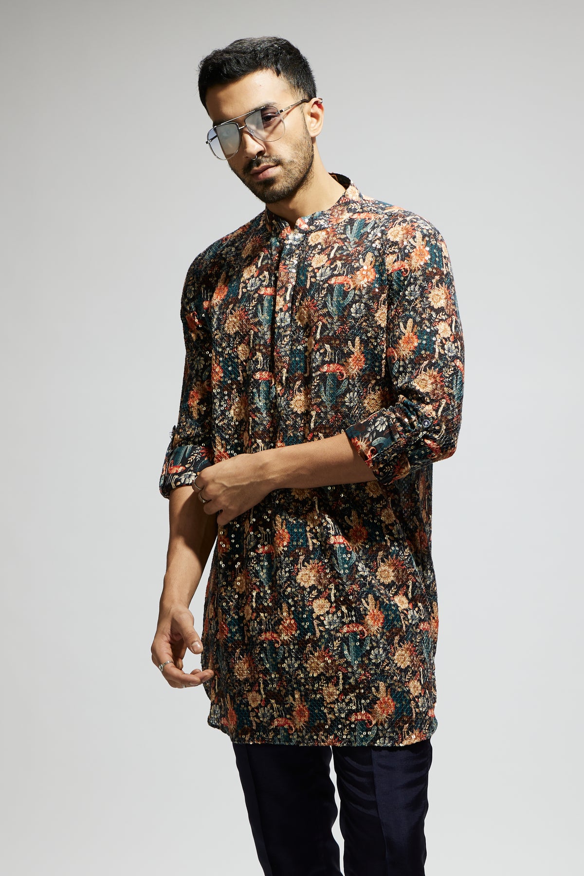 Blue Jaal Embellished Kurta