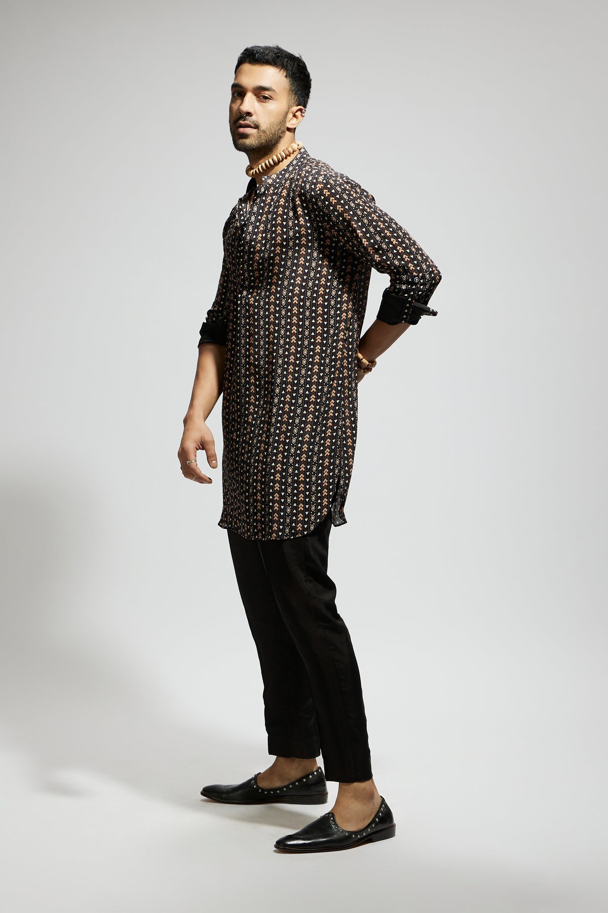 Black Boho Printed Kurta