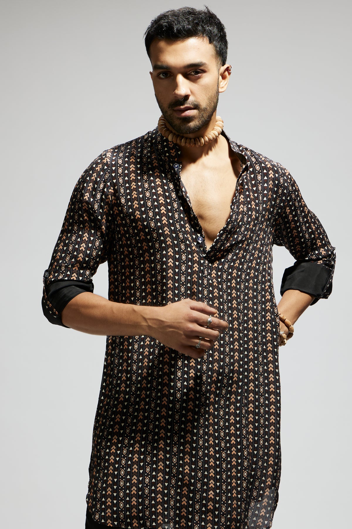 Black Boho Printed Kurta