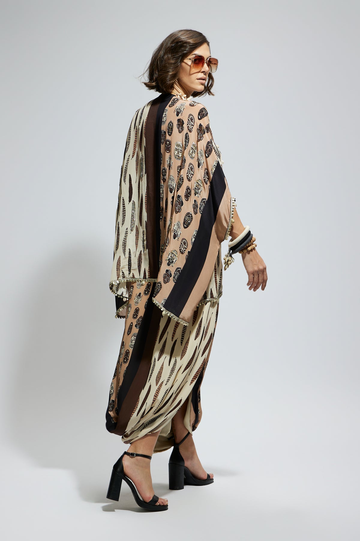 Embroidered Yoke Short Kaftan Set