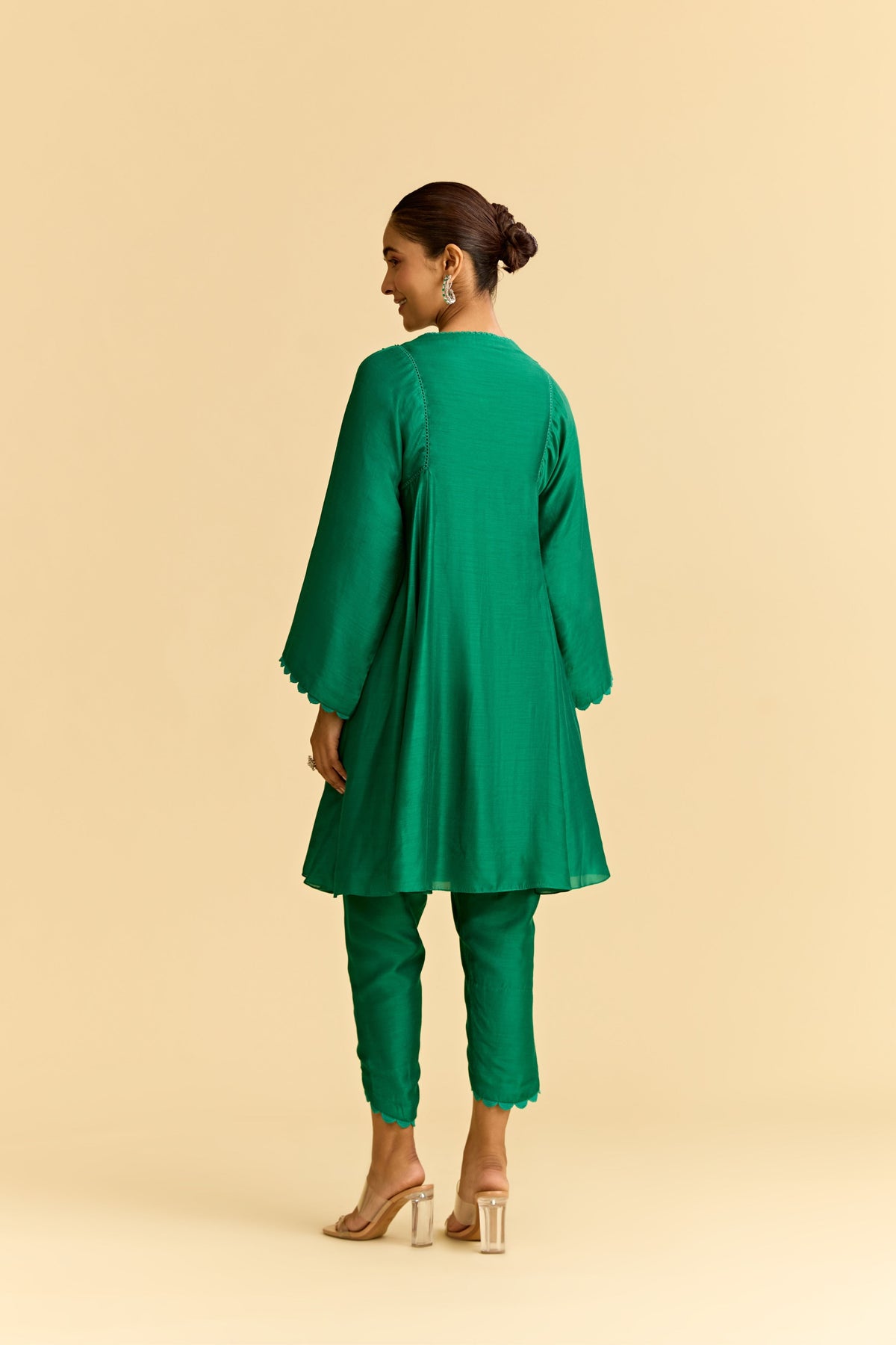 Green Flared kurta Set