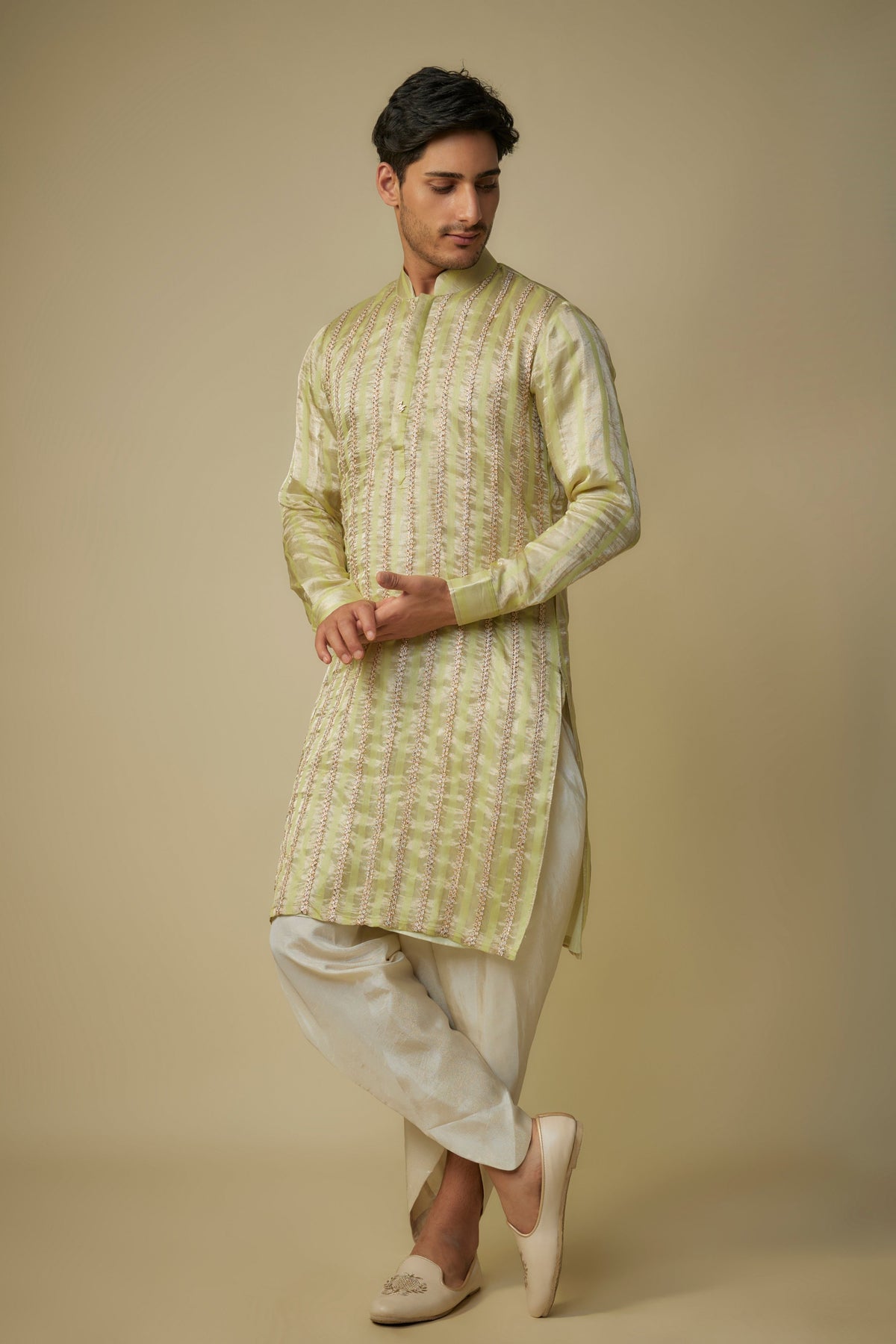 Yellow Embroidered Kurta With Dhoti