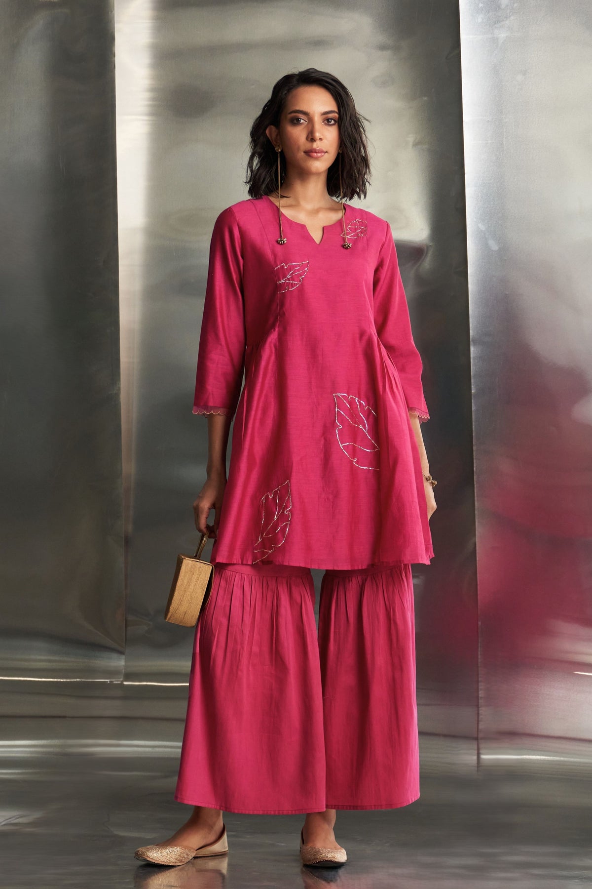 Pop Pink Straight Kurta Set