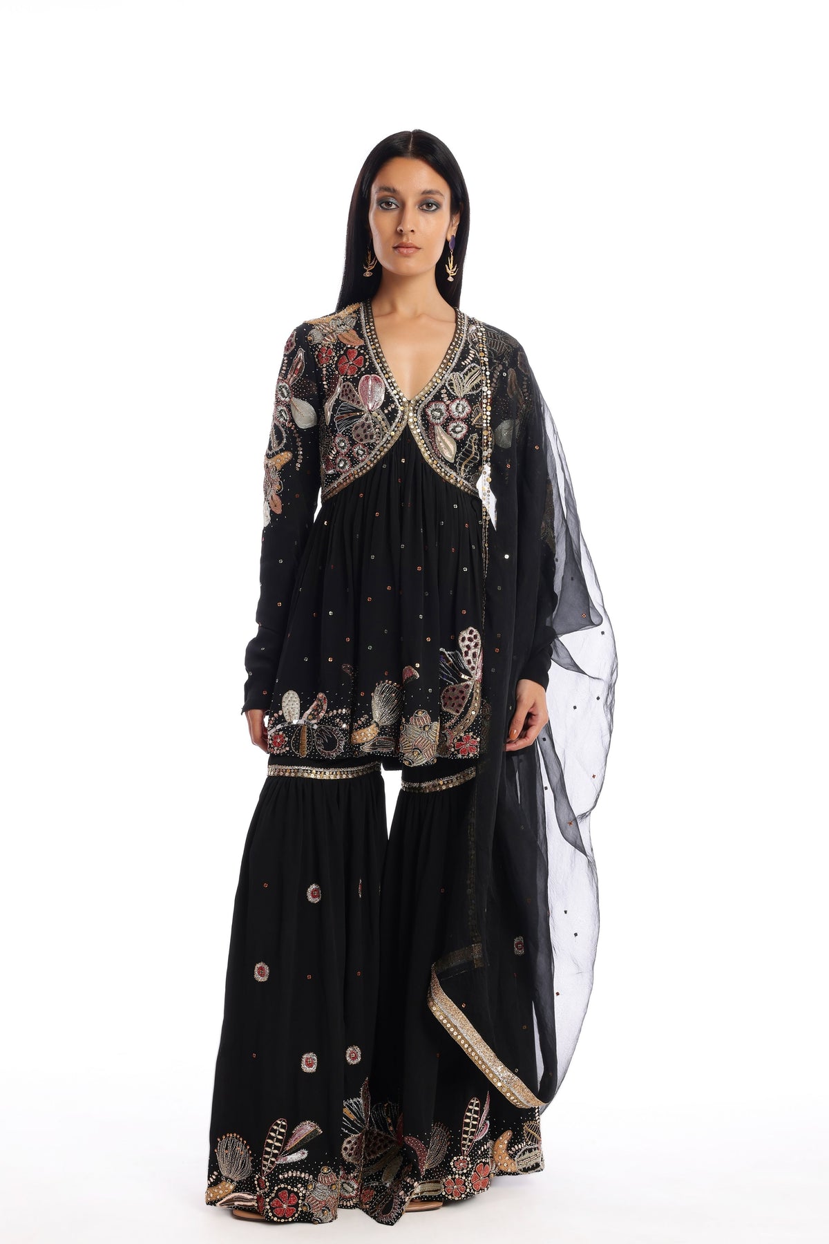 Black Yin Yang Gharara Set