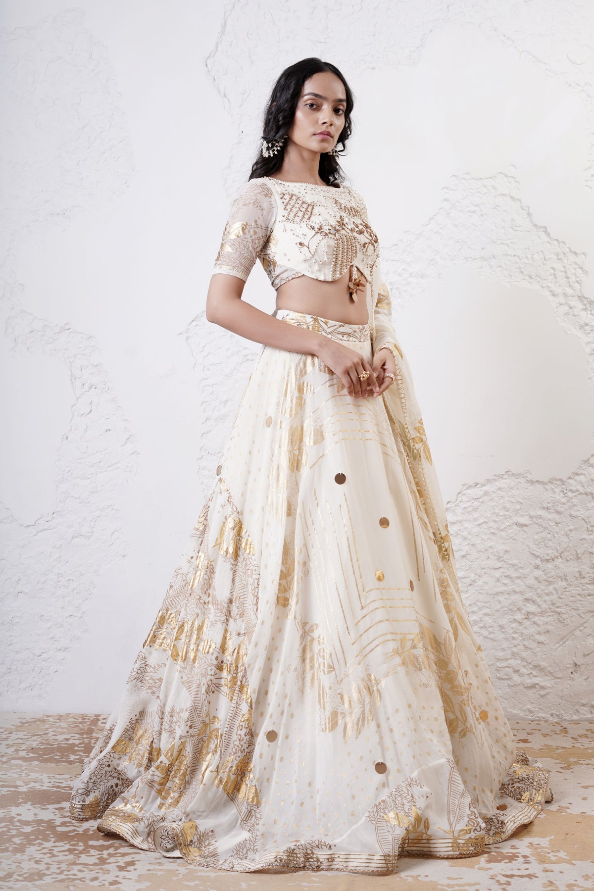 Ivory Embroidered Lehenga Set