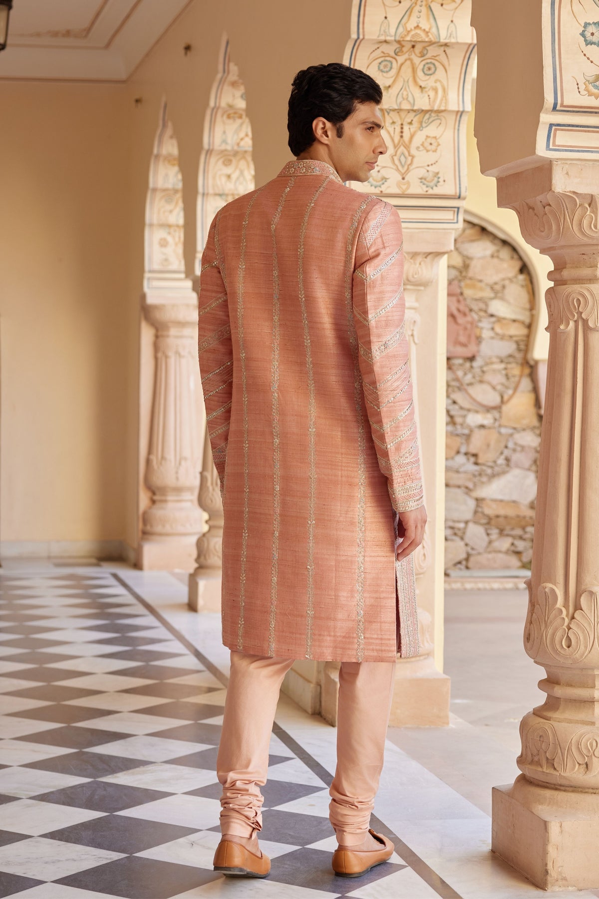 Flamingo Pink Sherwani Set