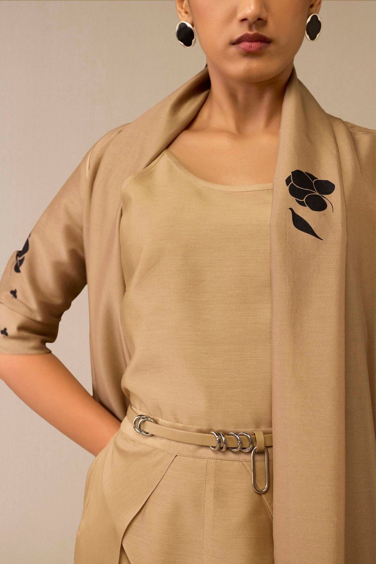 Beige Dilnar Jacket Set