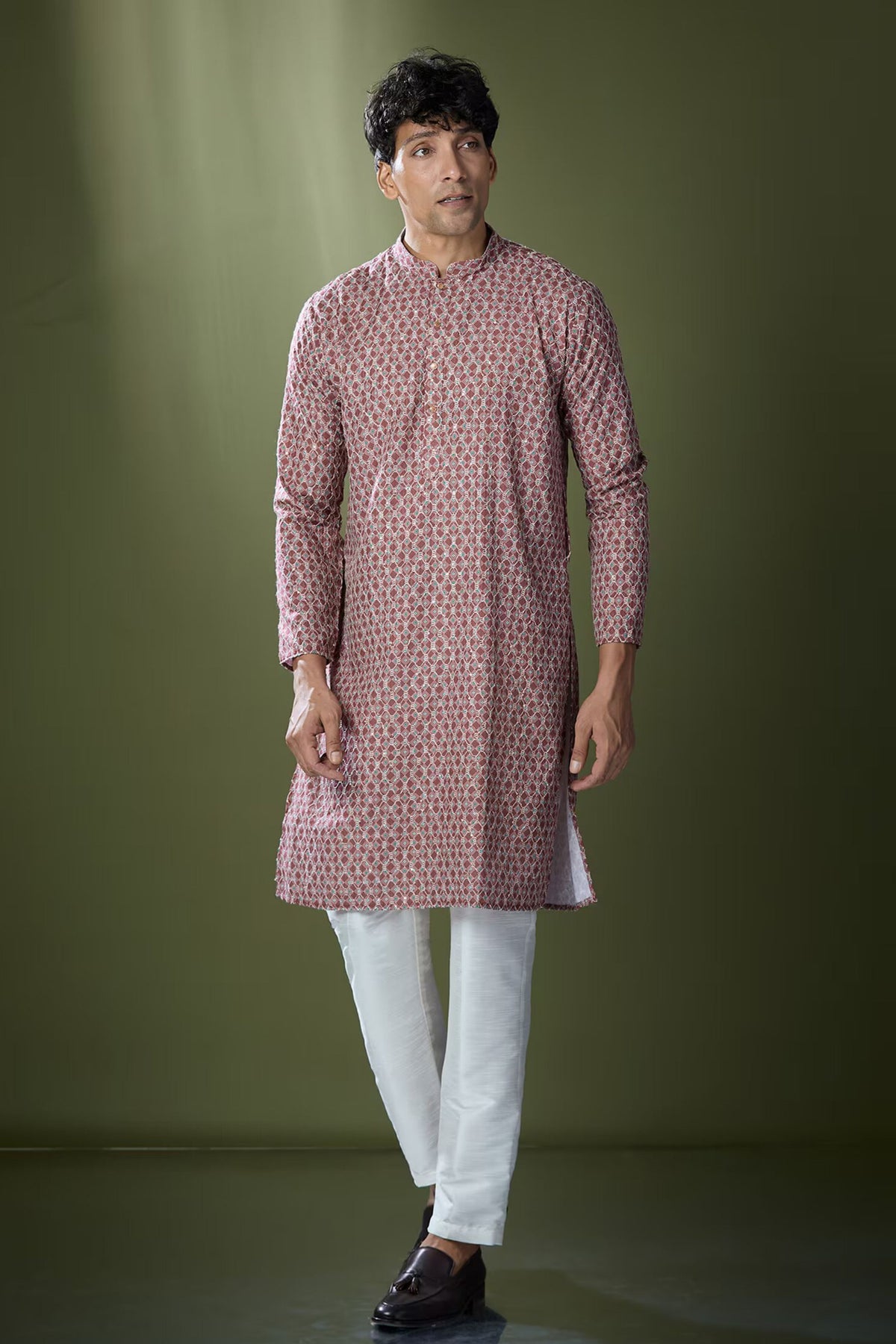 Maroon Printed Kurta Set