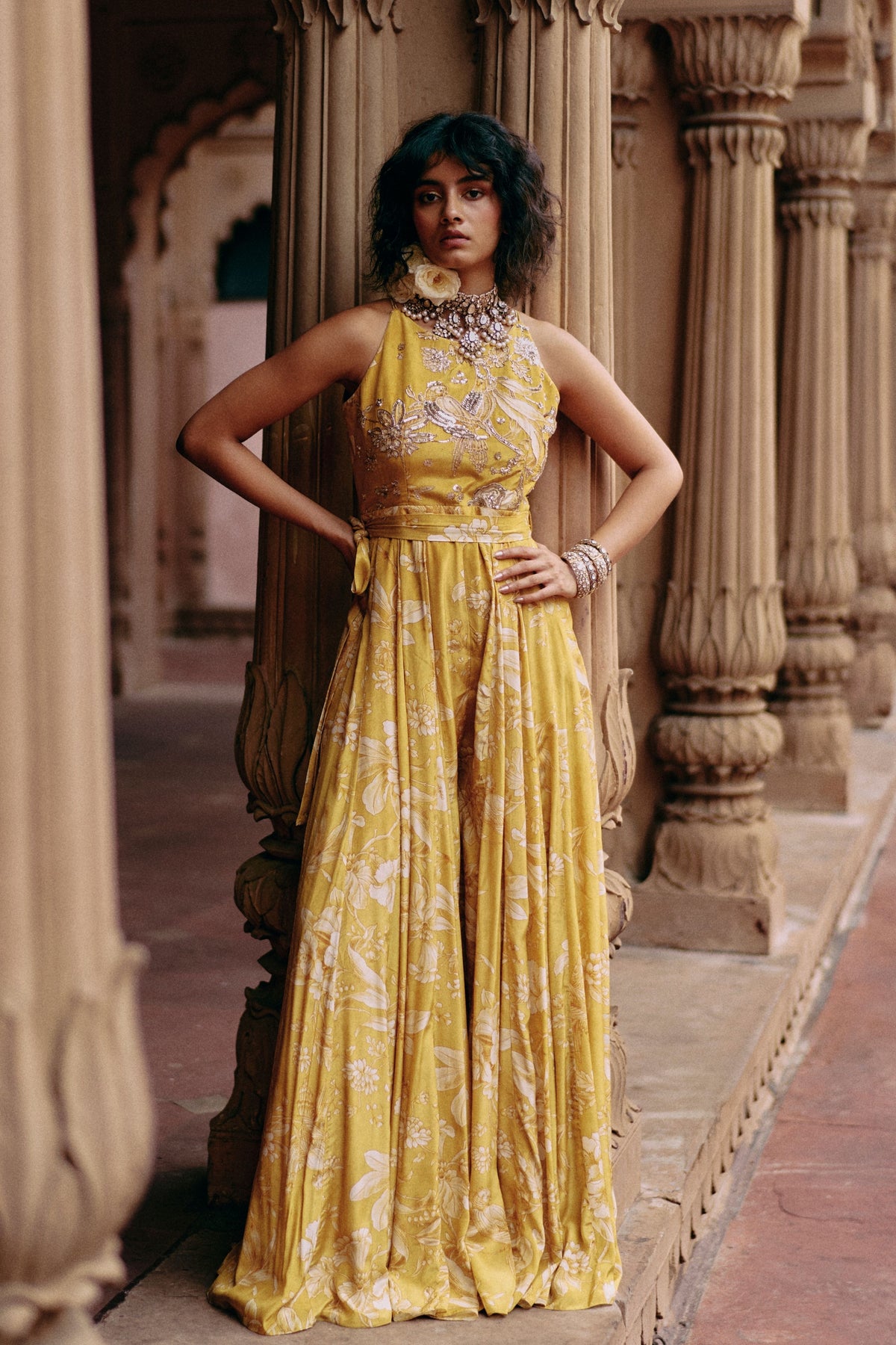 Tuscany Yellow Jumpsuit With Belt