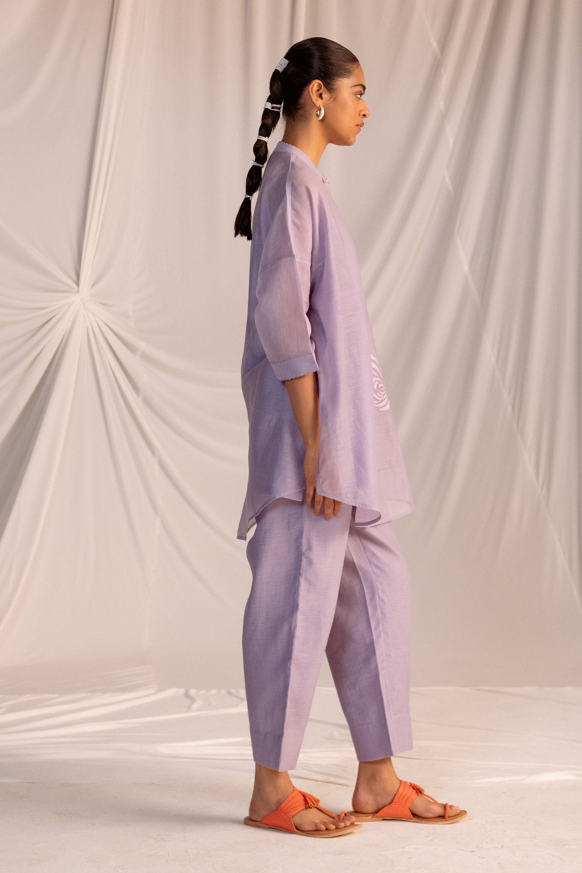 Violet Embroidered Tunic &amp; Trouser Set