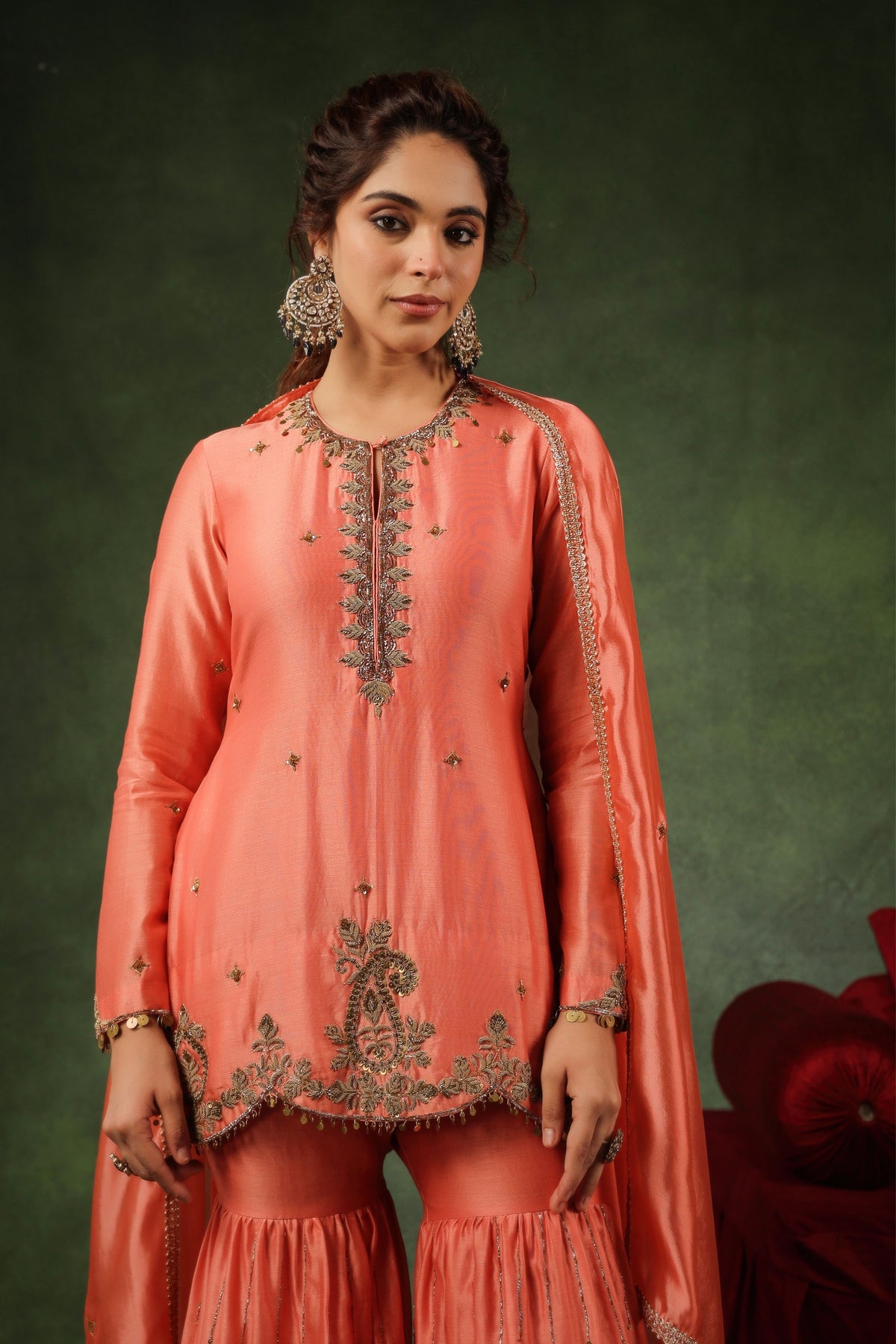 Peach Narangi Sharara Set