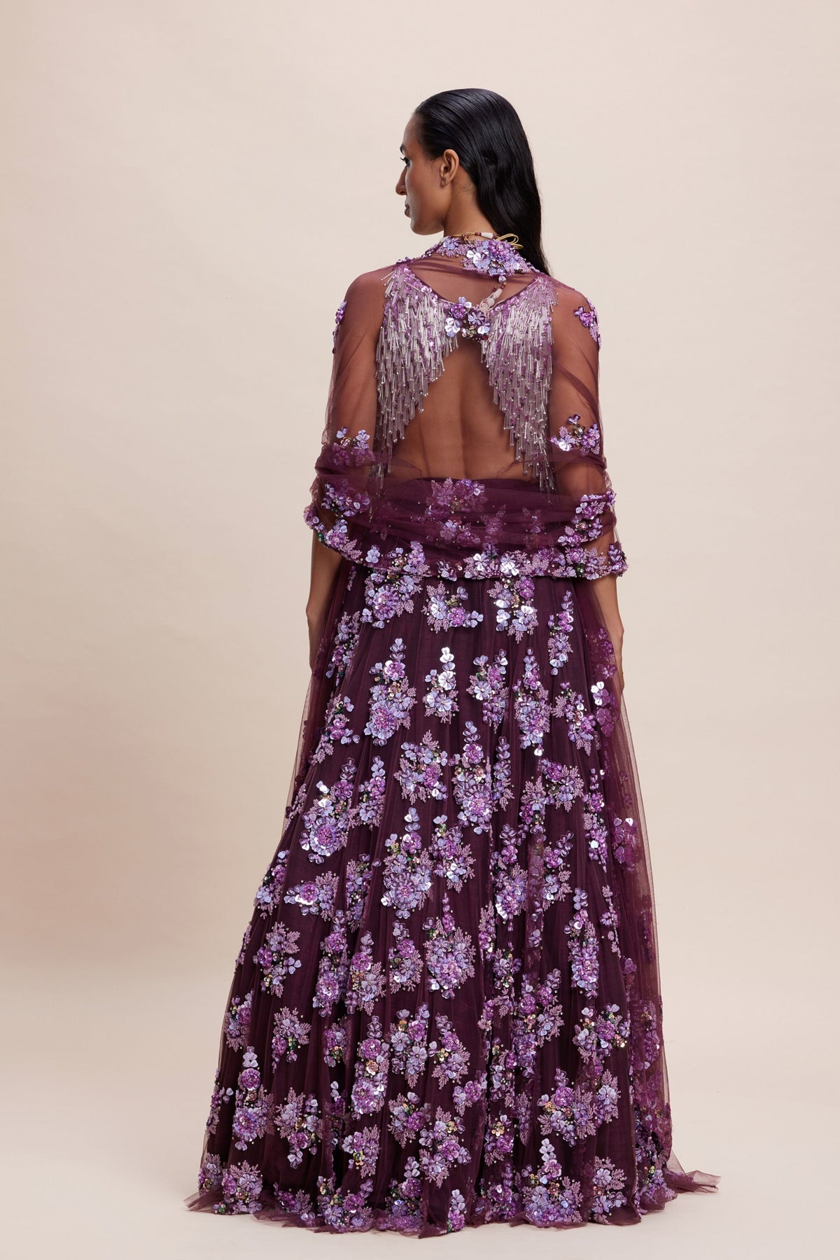 Purple Embellished Lehenga Set