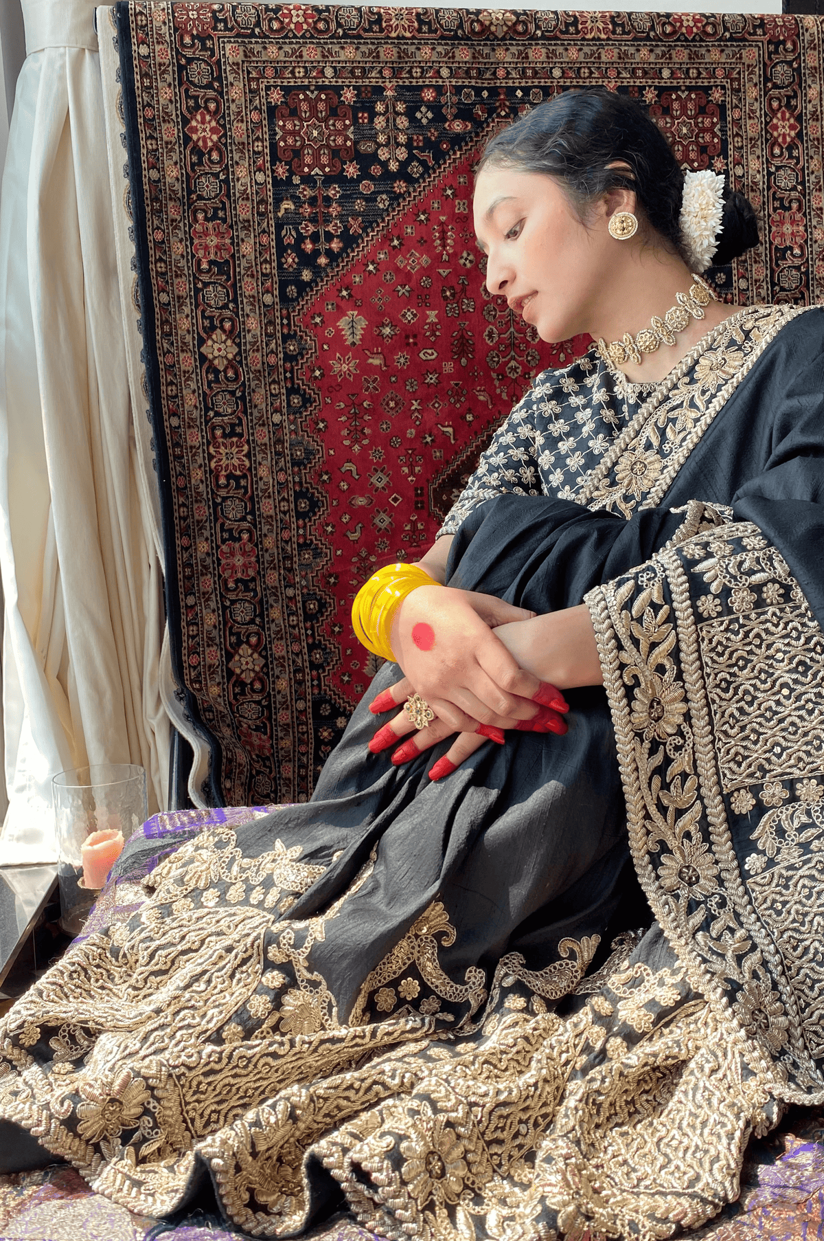 Black zardosi saree