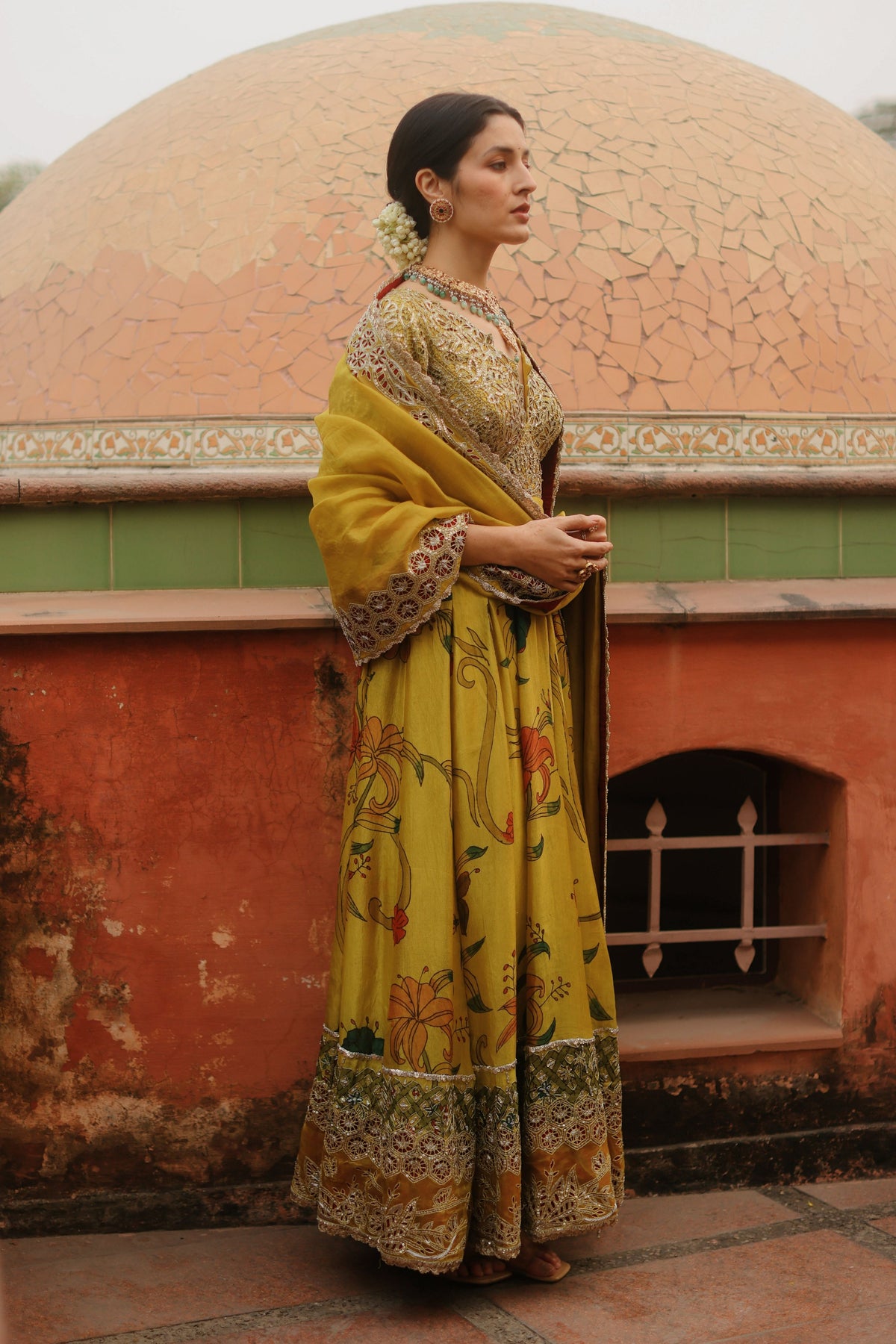 Mustard Cutwork Kalam Anarkali Set