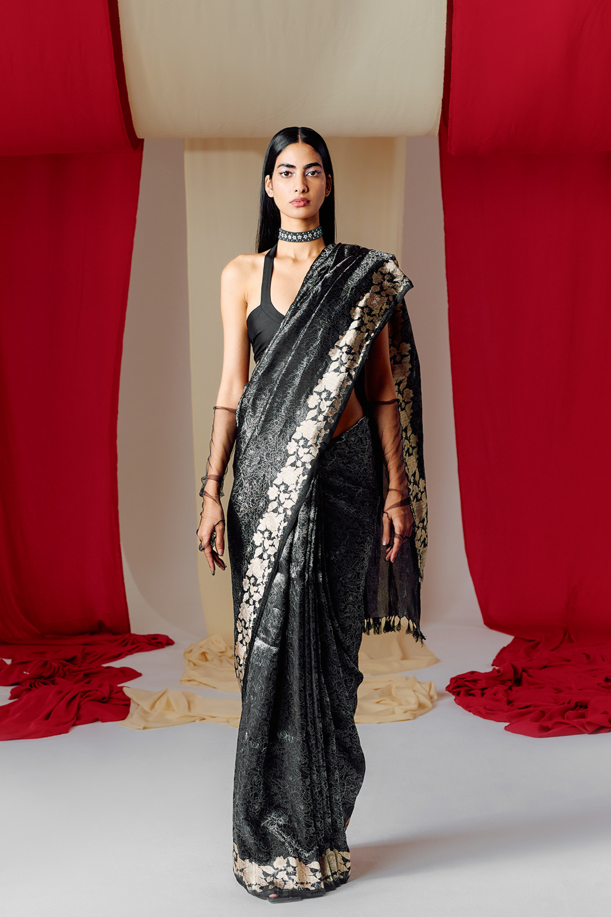 Black Silk Handwoven Saree