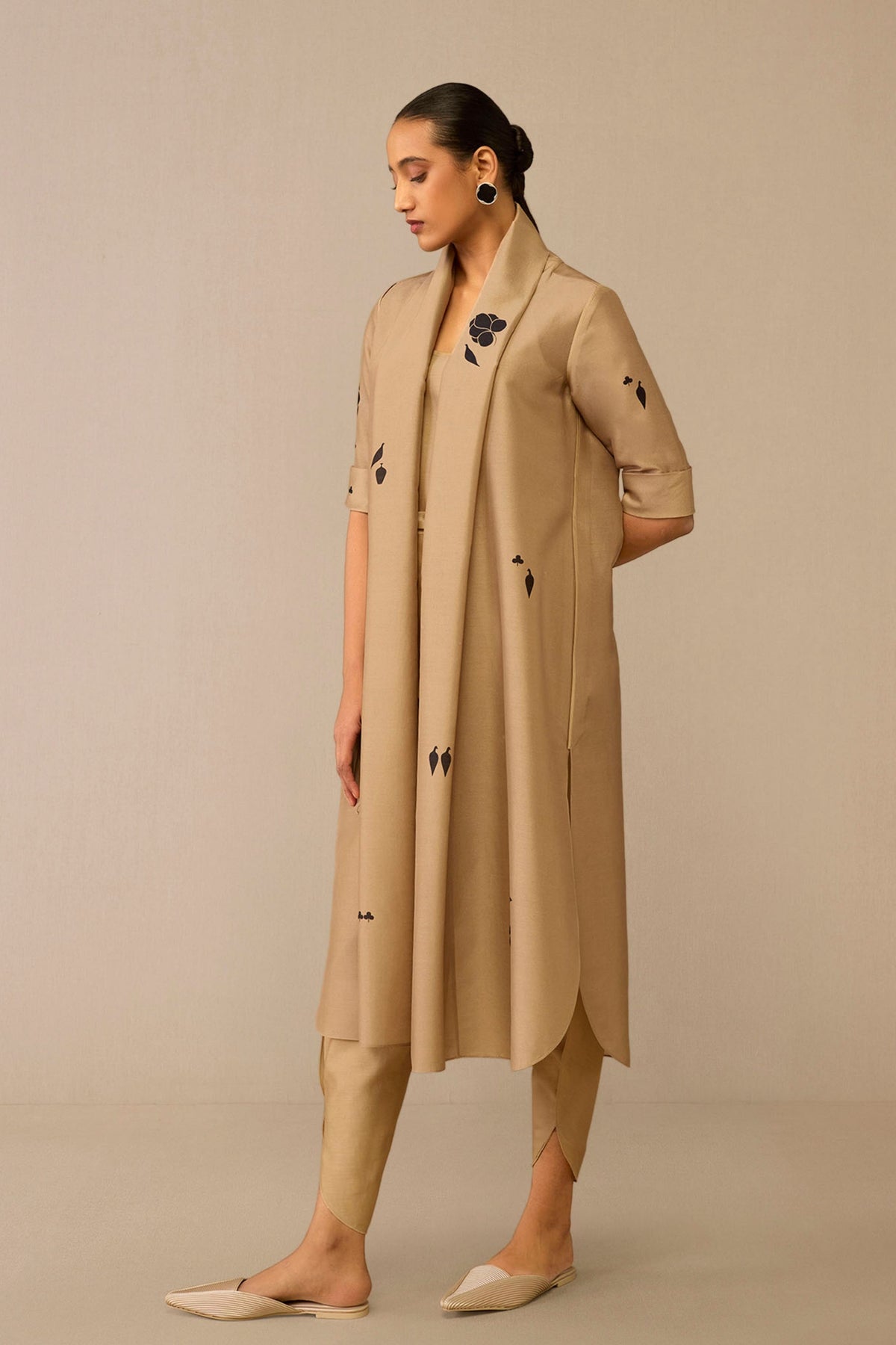 Beige Dilnar Jacket Set