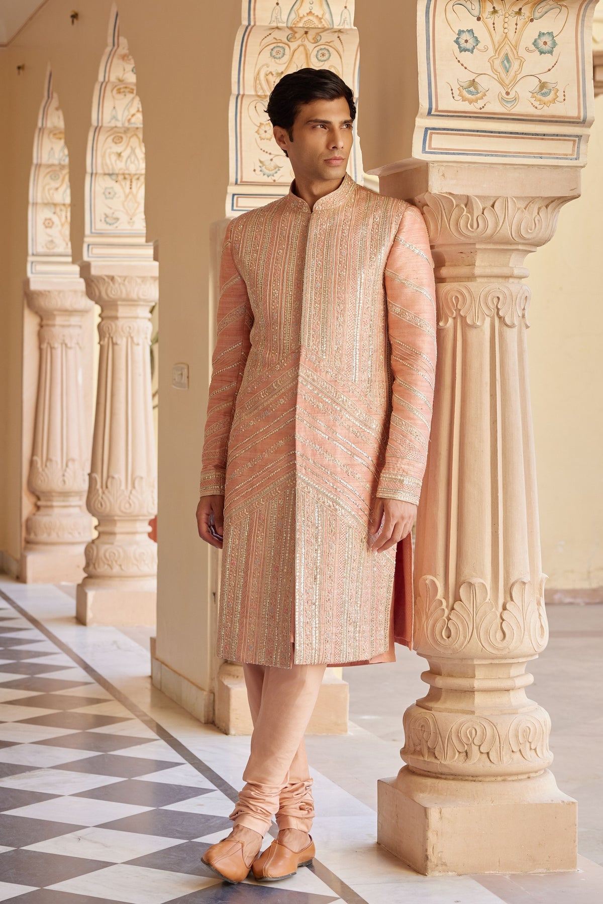 Flamingo Pink Sherwani Set