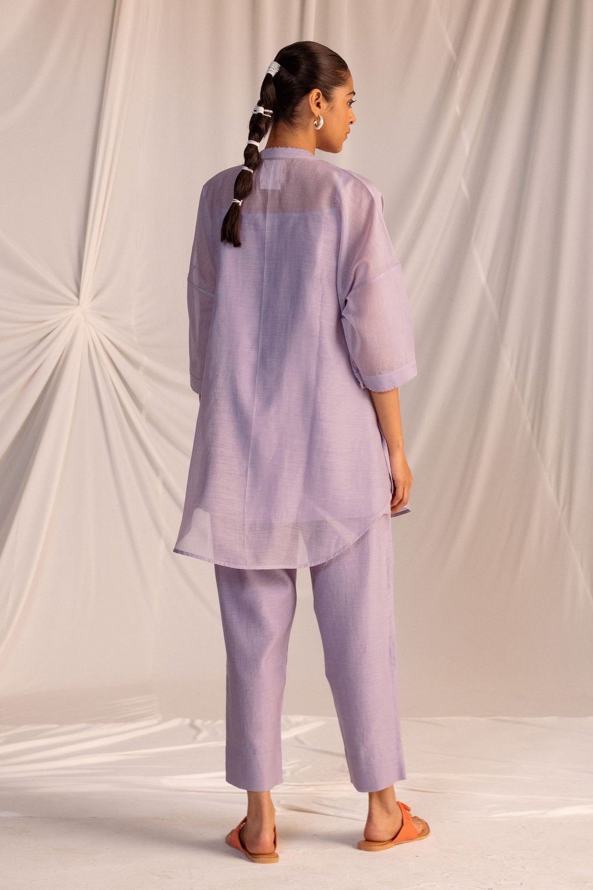 Violet Embroidered Tunic &amp; Trouser Set