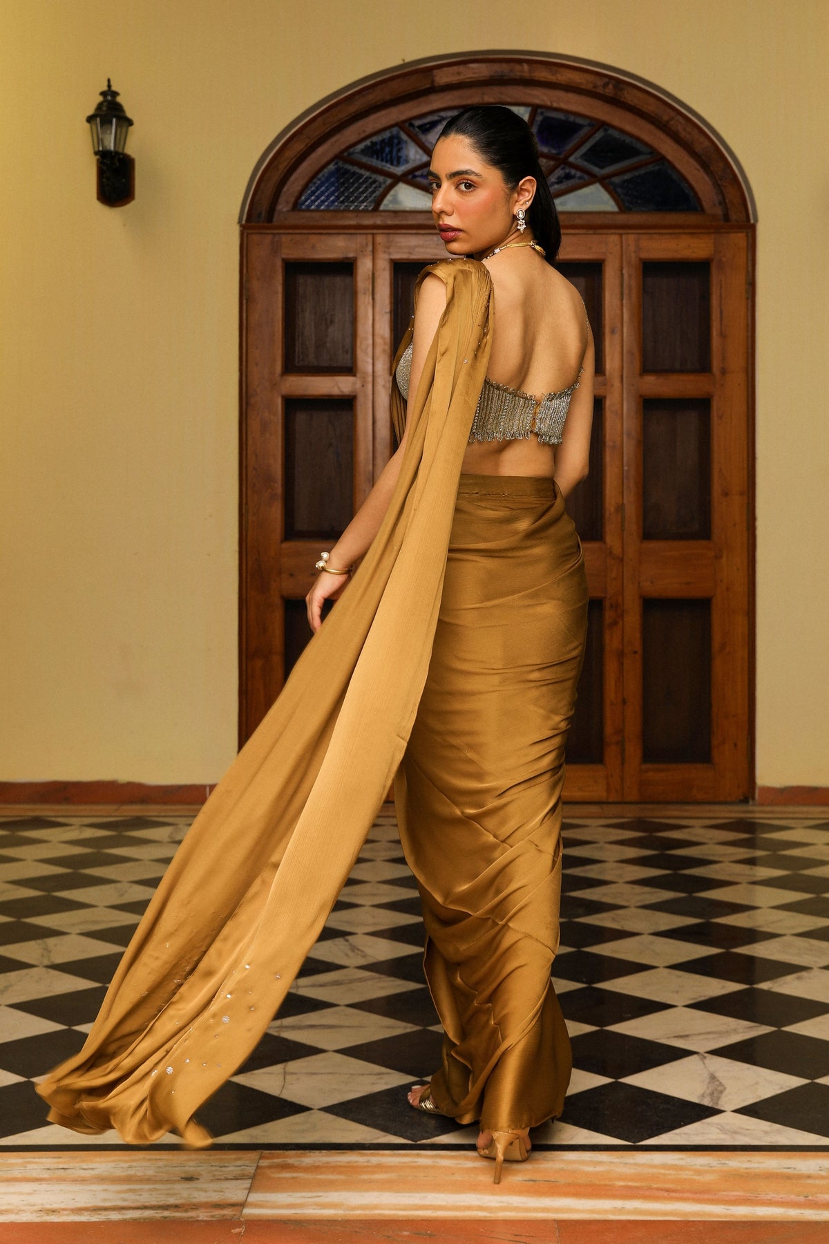 Khwaish Honey Gold Drape Saree