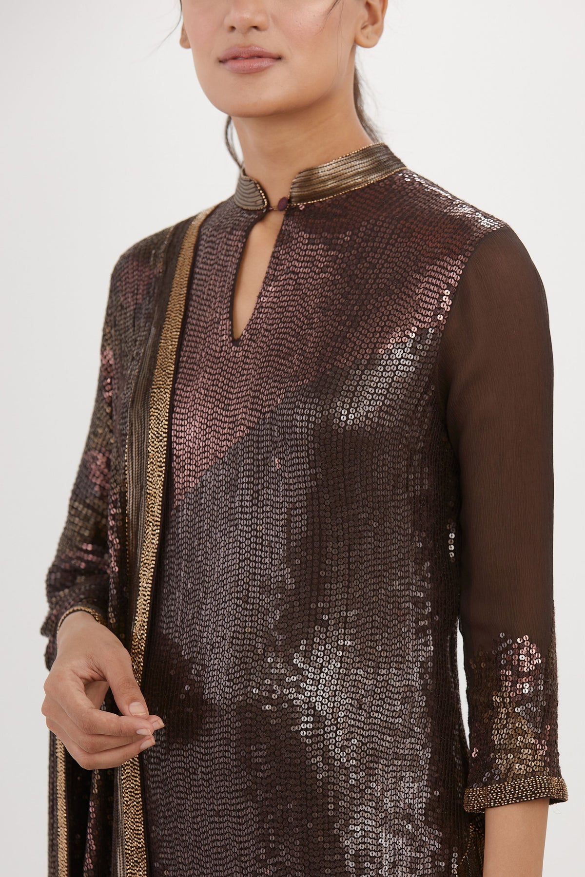 Coffee Sequins Sharara Set