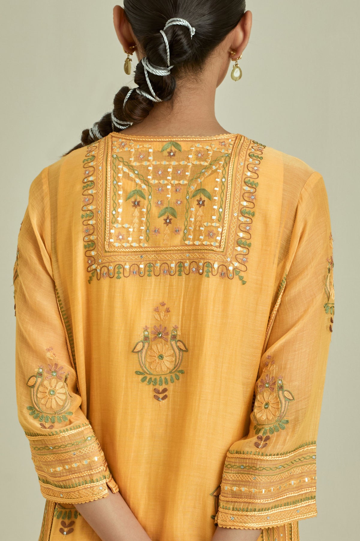 Yellow Embroidered Straight Kurta Set