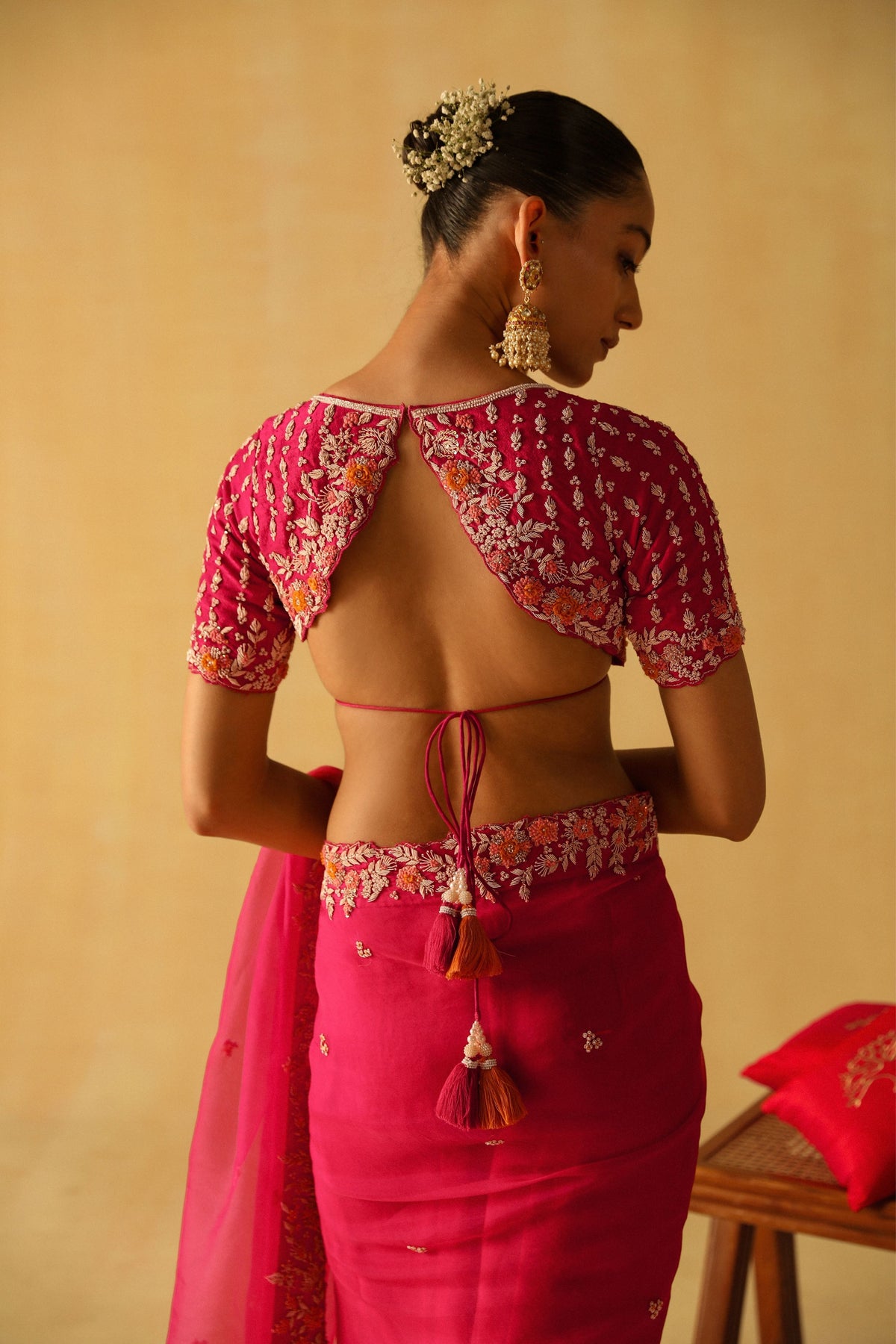 Hot Pink Afsa Saree Set