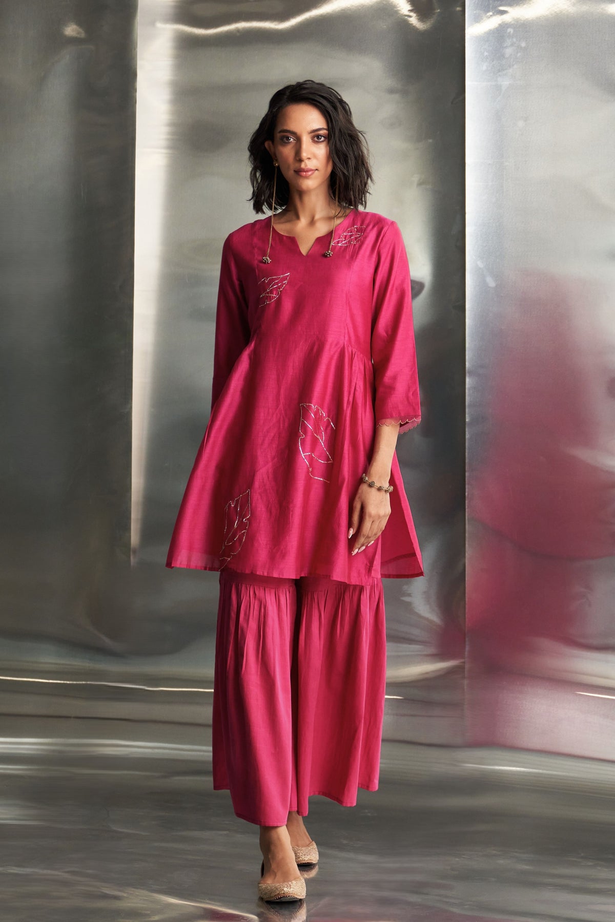 Pop Pink Straight Kurta Set