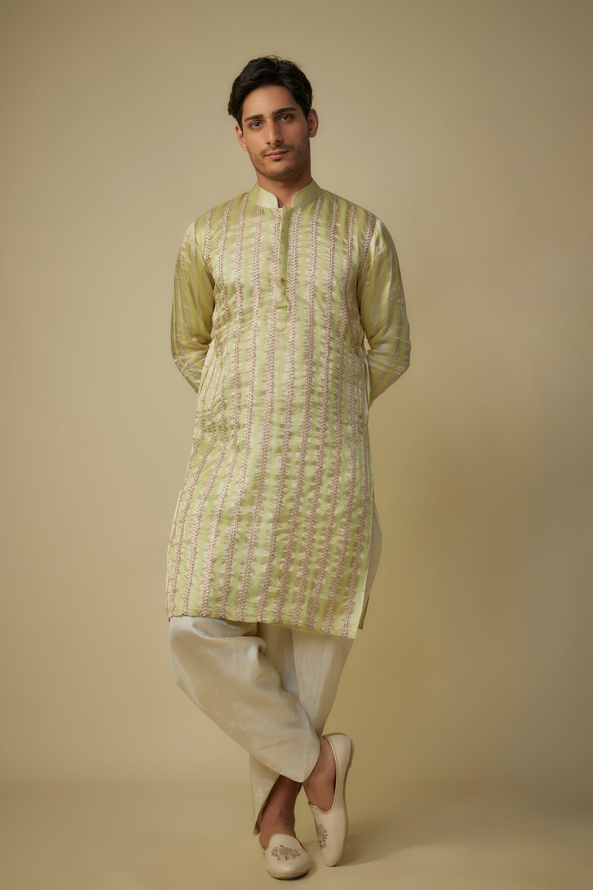 Yellow Embroidered Kurta With Dhoti