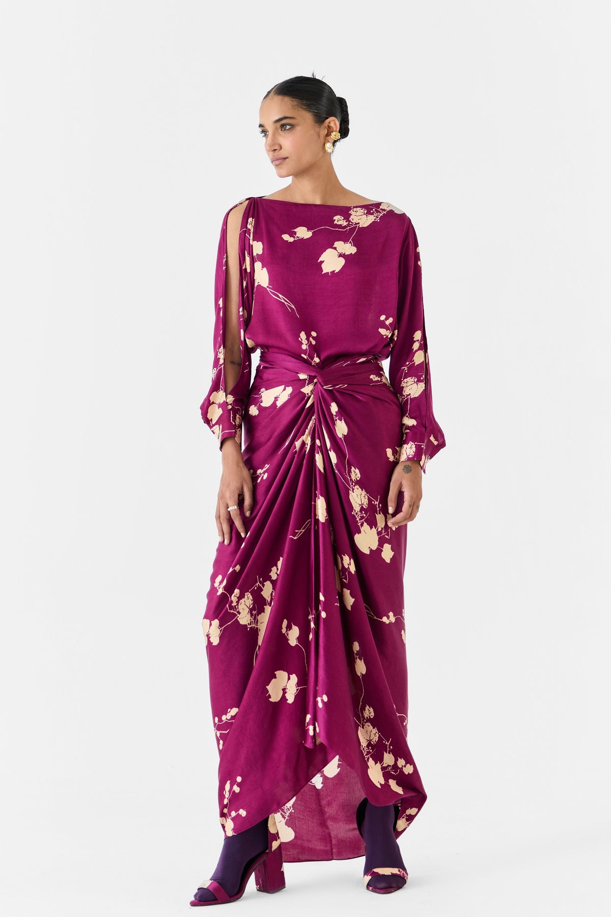 Plum Draped Dress