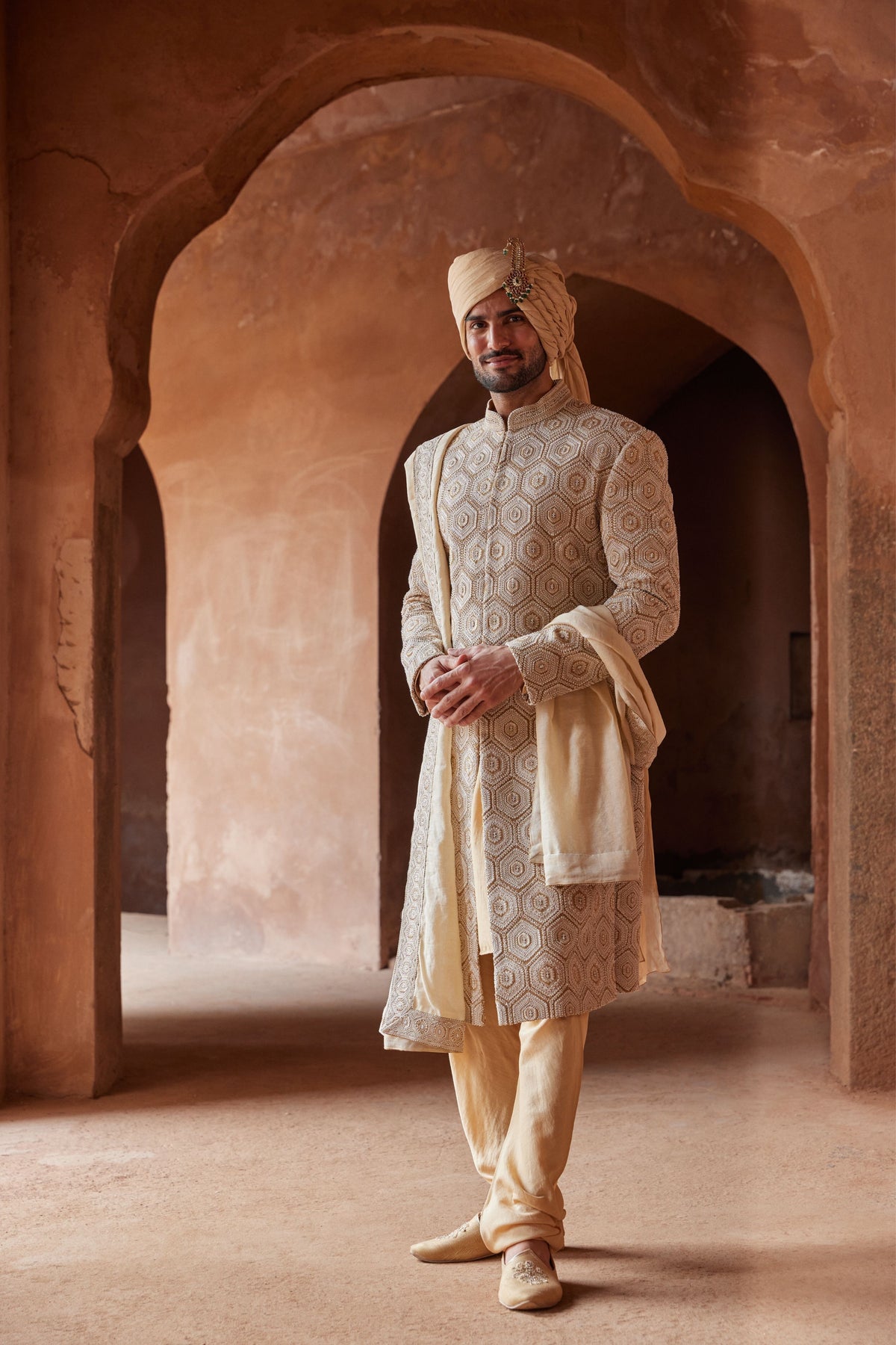 Mustard Sherwani Set