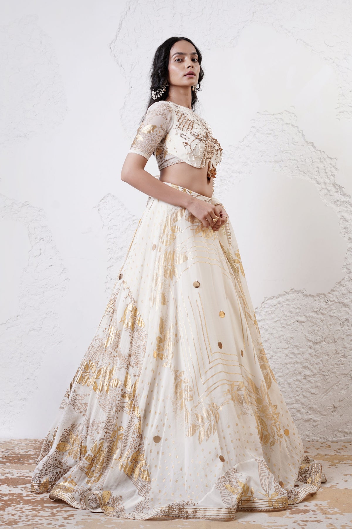 Ivory Embroidered Lehenga Set