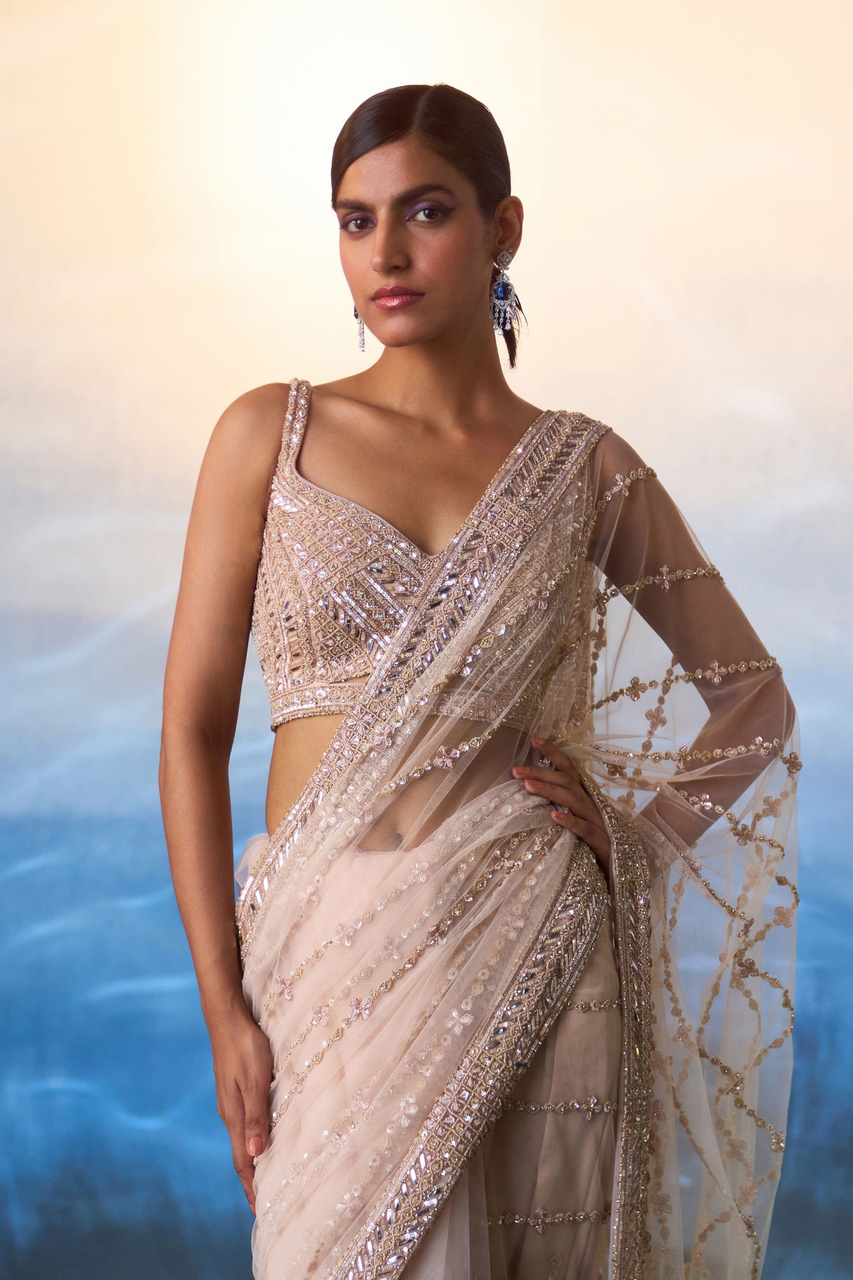 Rose Gold Saree Set