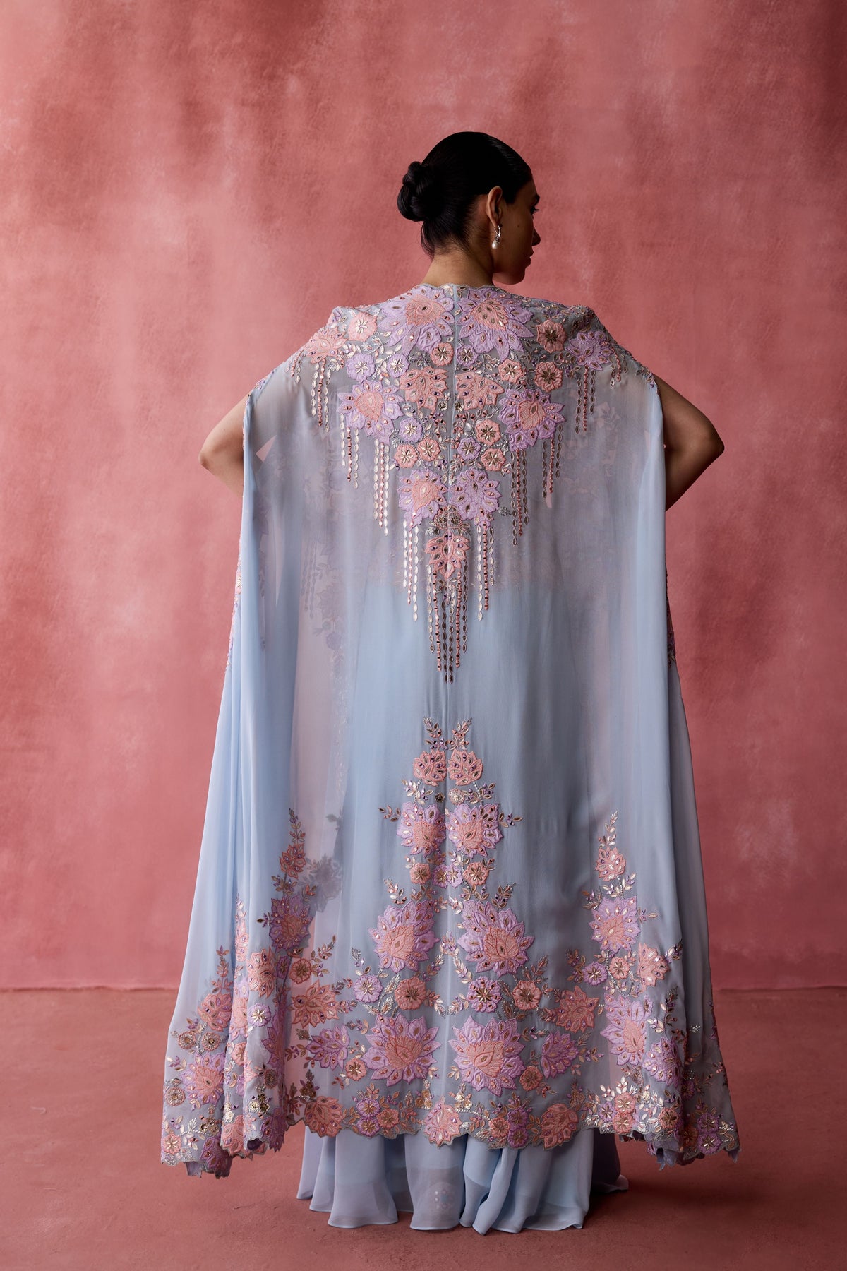 Powder Blue Cape Sharara Set