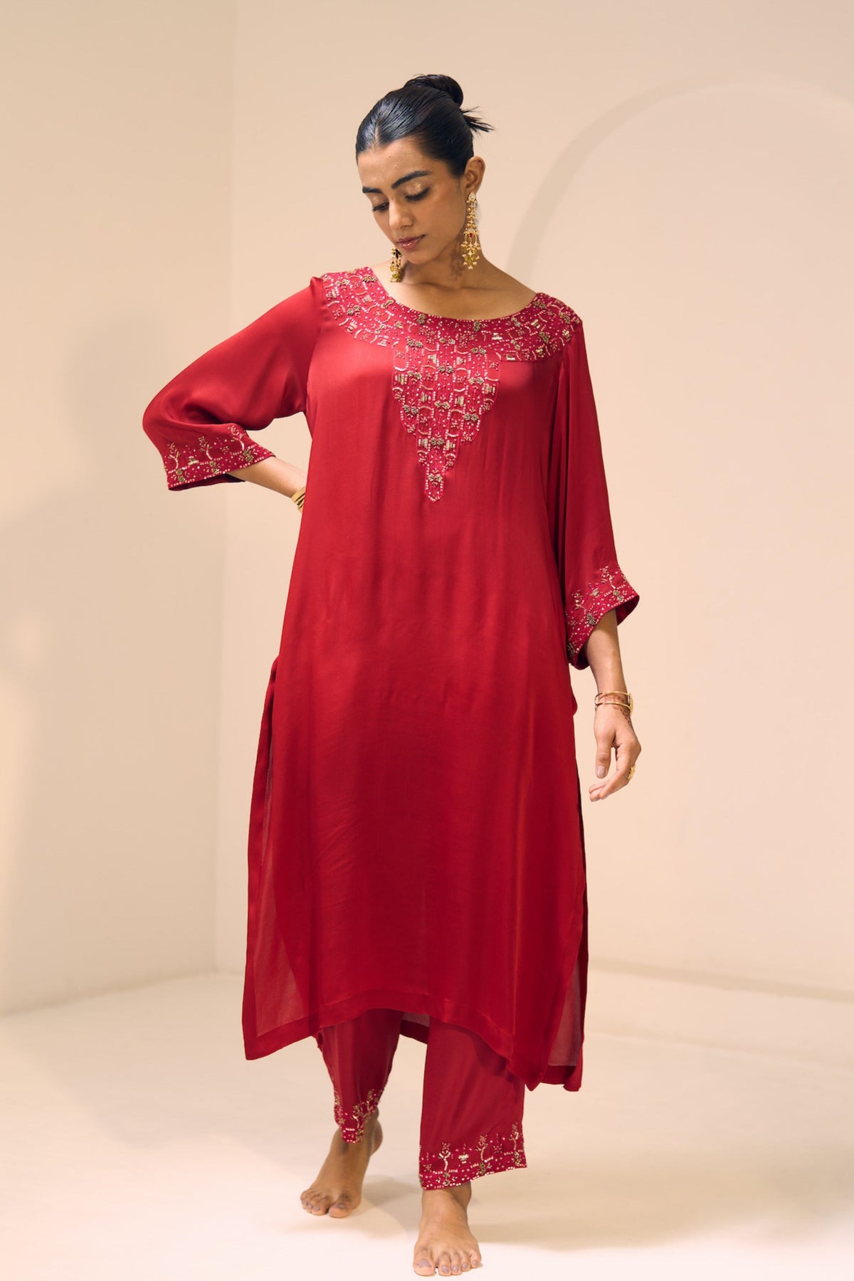 Red Isha Kurta Set