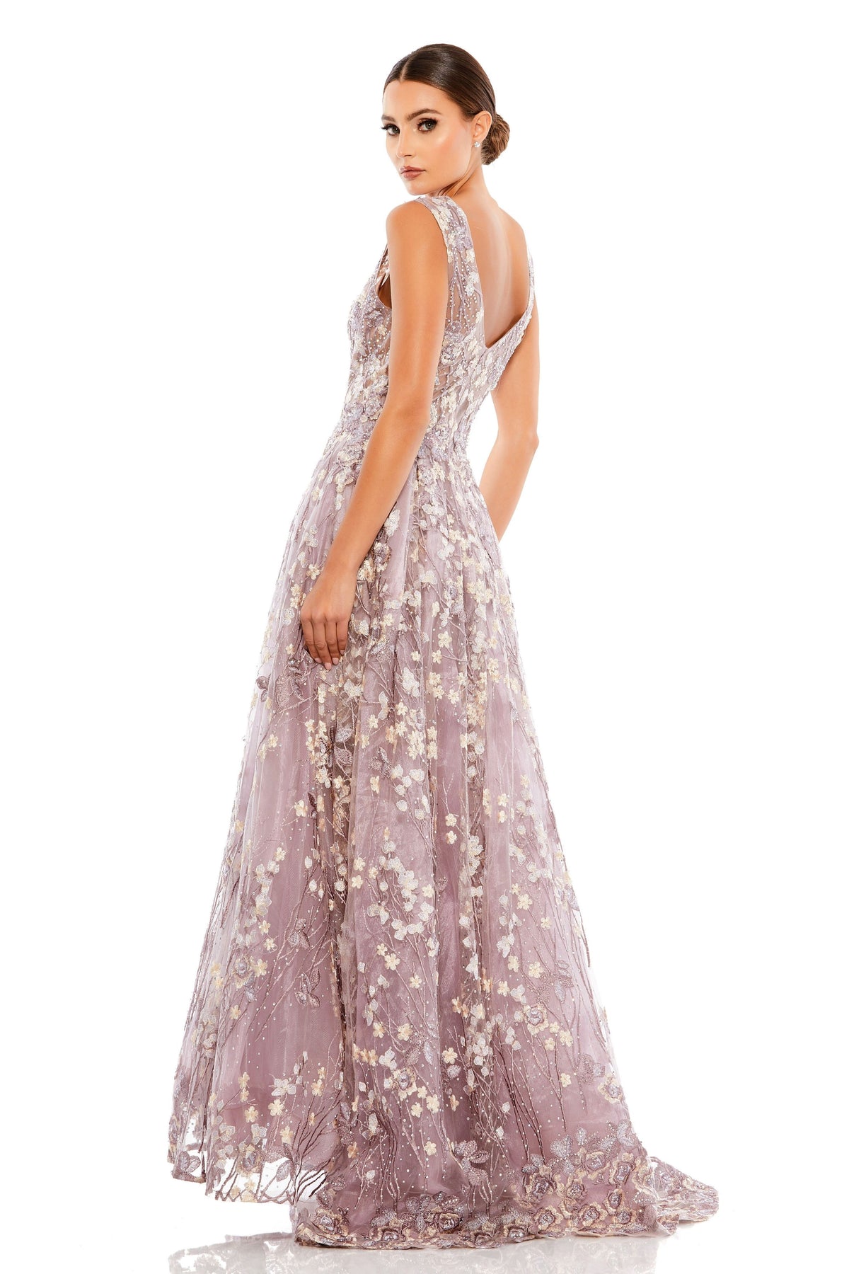 Embroidered Lilac Long Gown