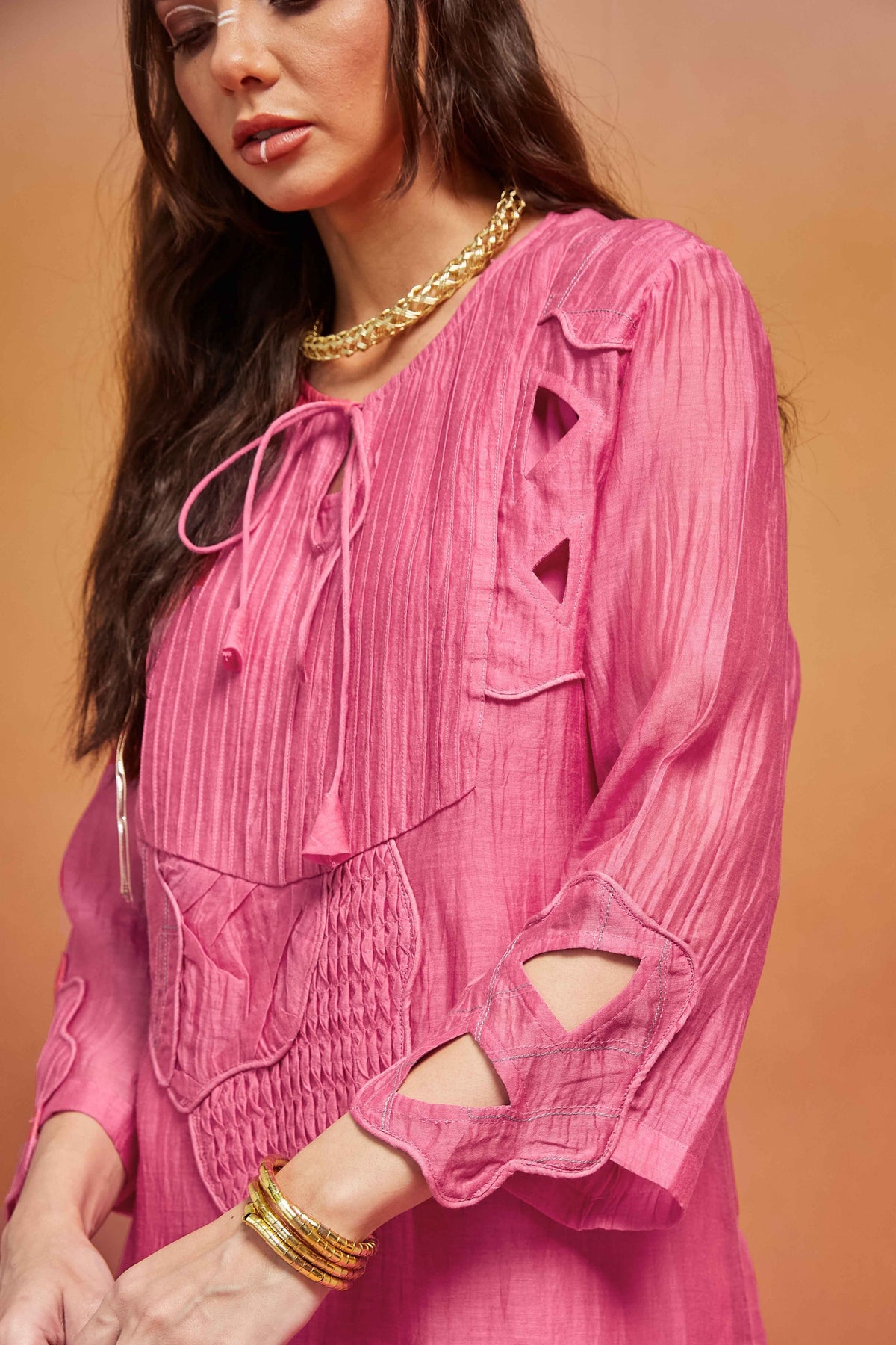 Pink Long Kurta Set