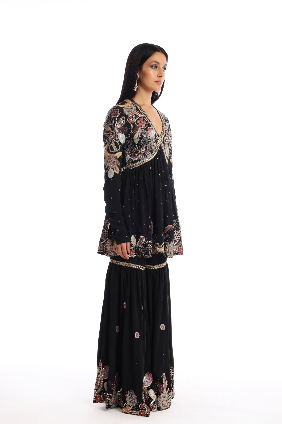 Black Yin Yang Gharara Set