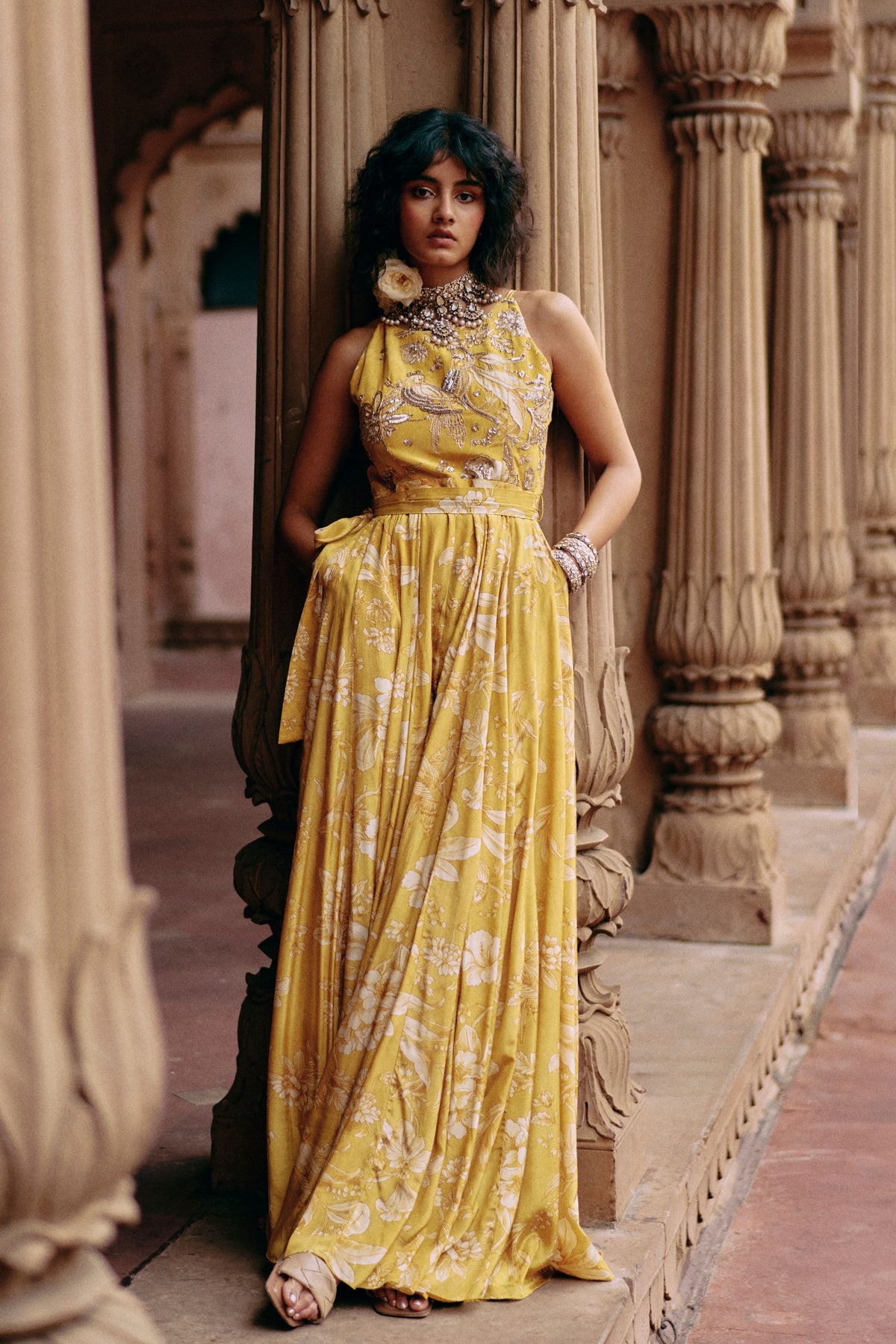 Tuscany Yellow Jumpsuit With Belt