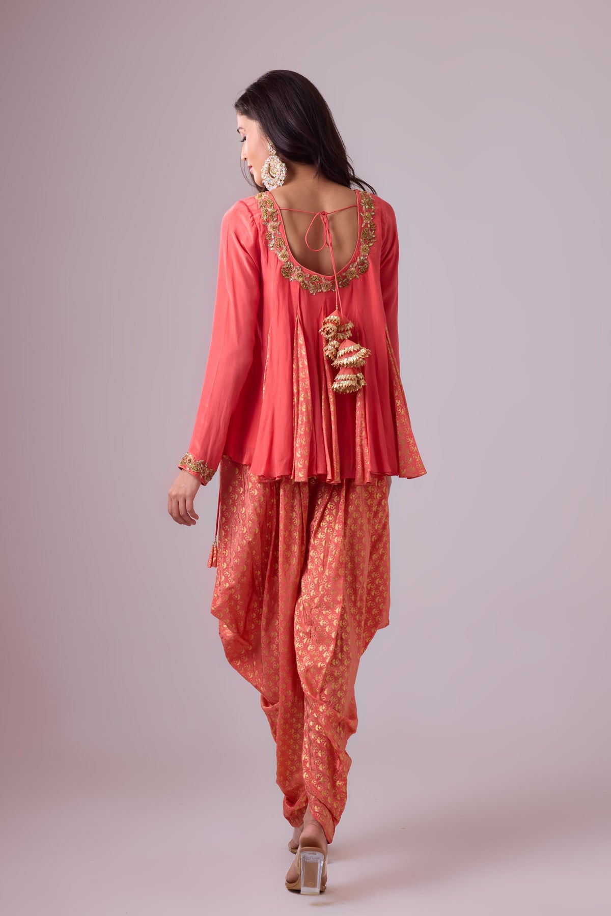 Rose Salmon Dhoti Salwar Set