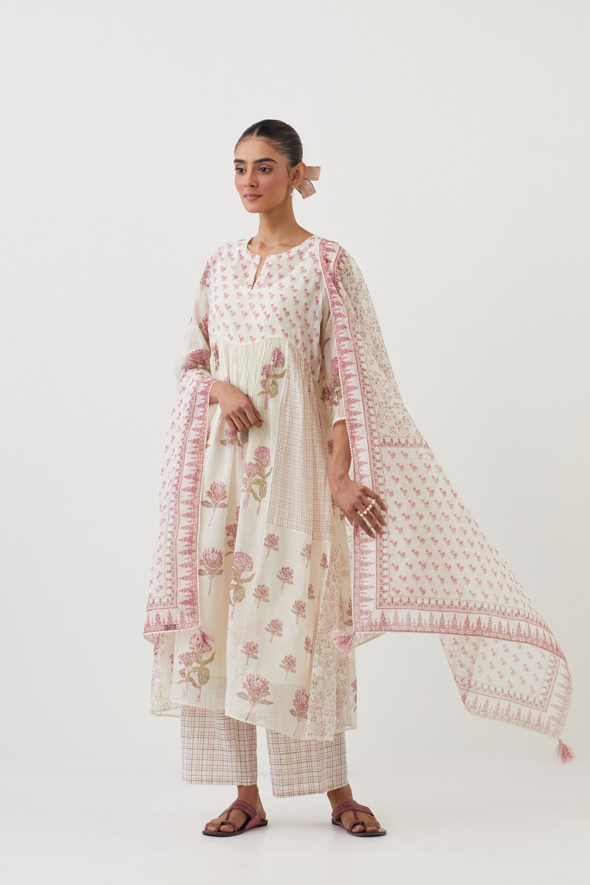 Pink Chanderi Kurta Set