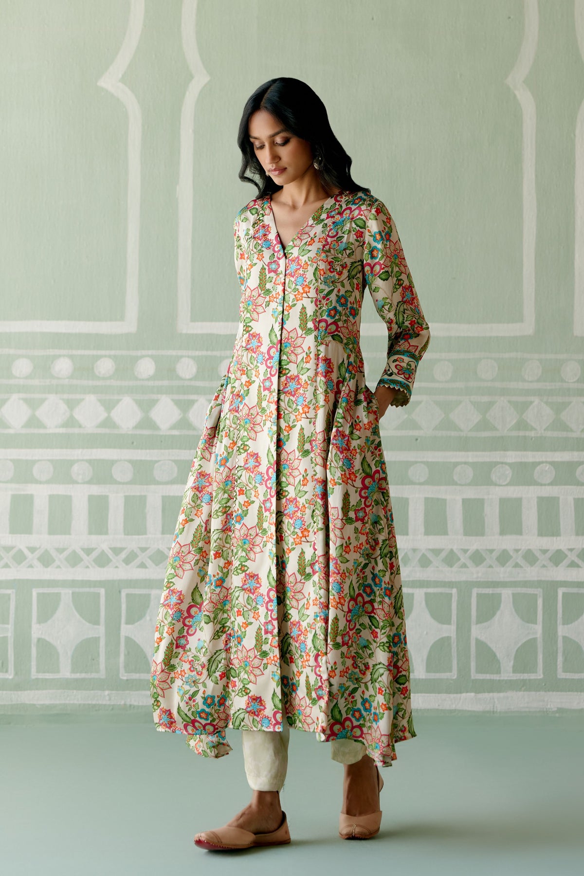 Ecru Floral Kurta Set