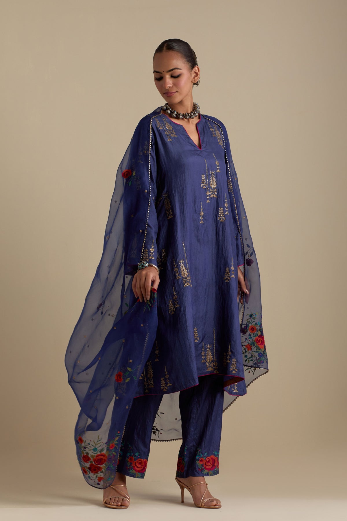 Blue Silk Short Kurta Set