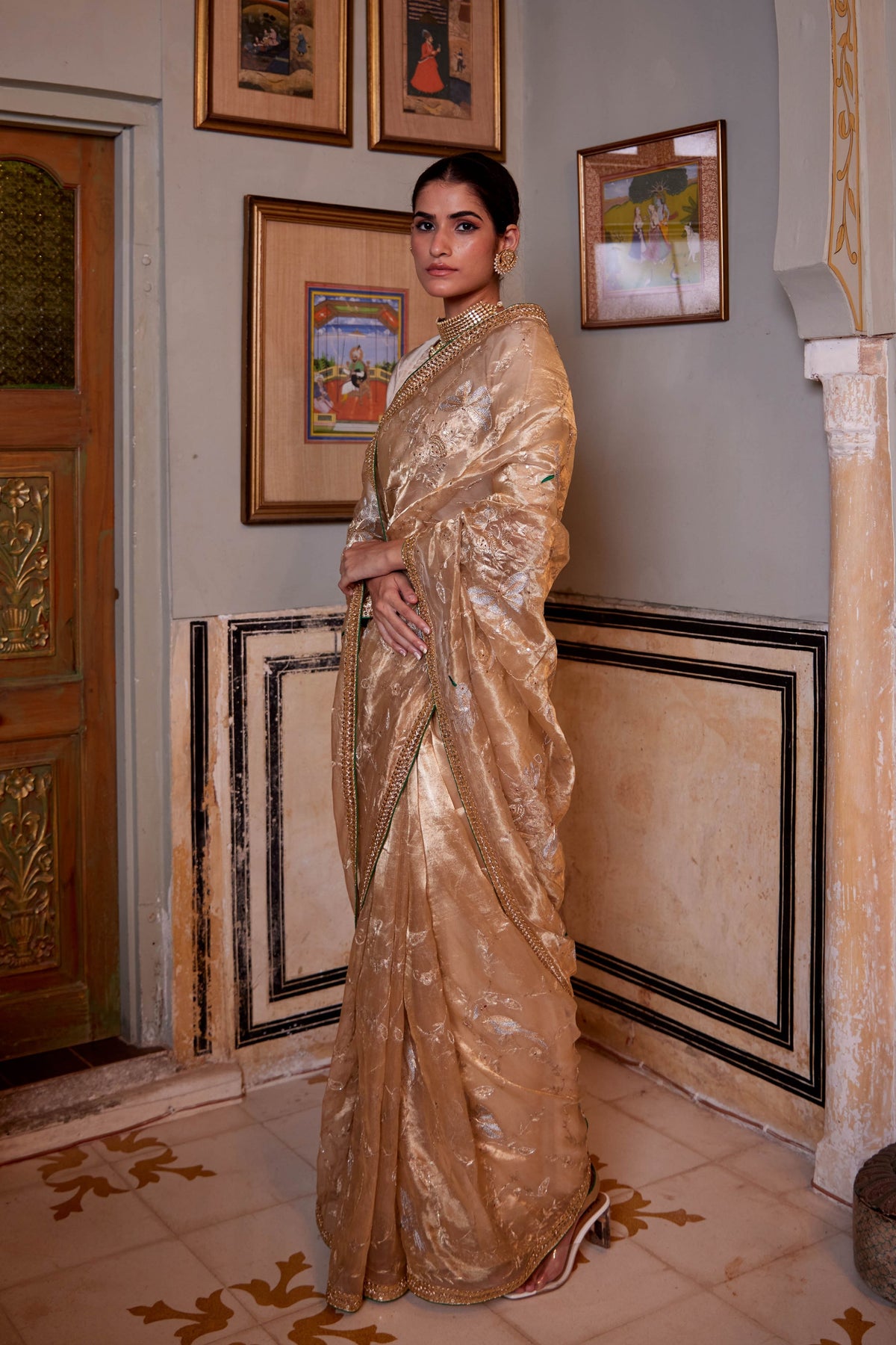 Kaaga Koyal Golden Saree