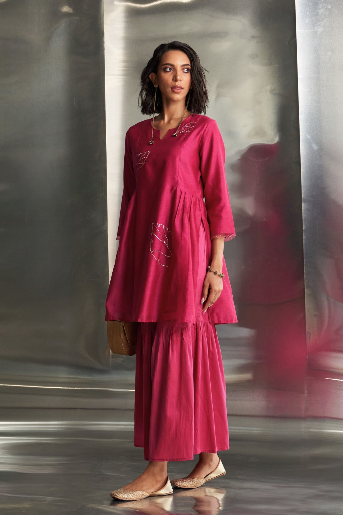 Pop Pink Straight Kurta Set