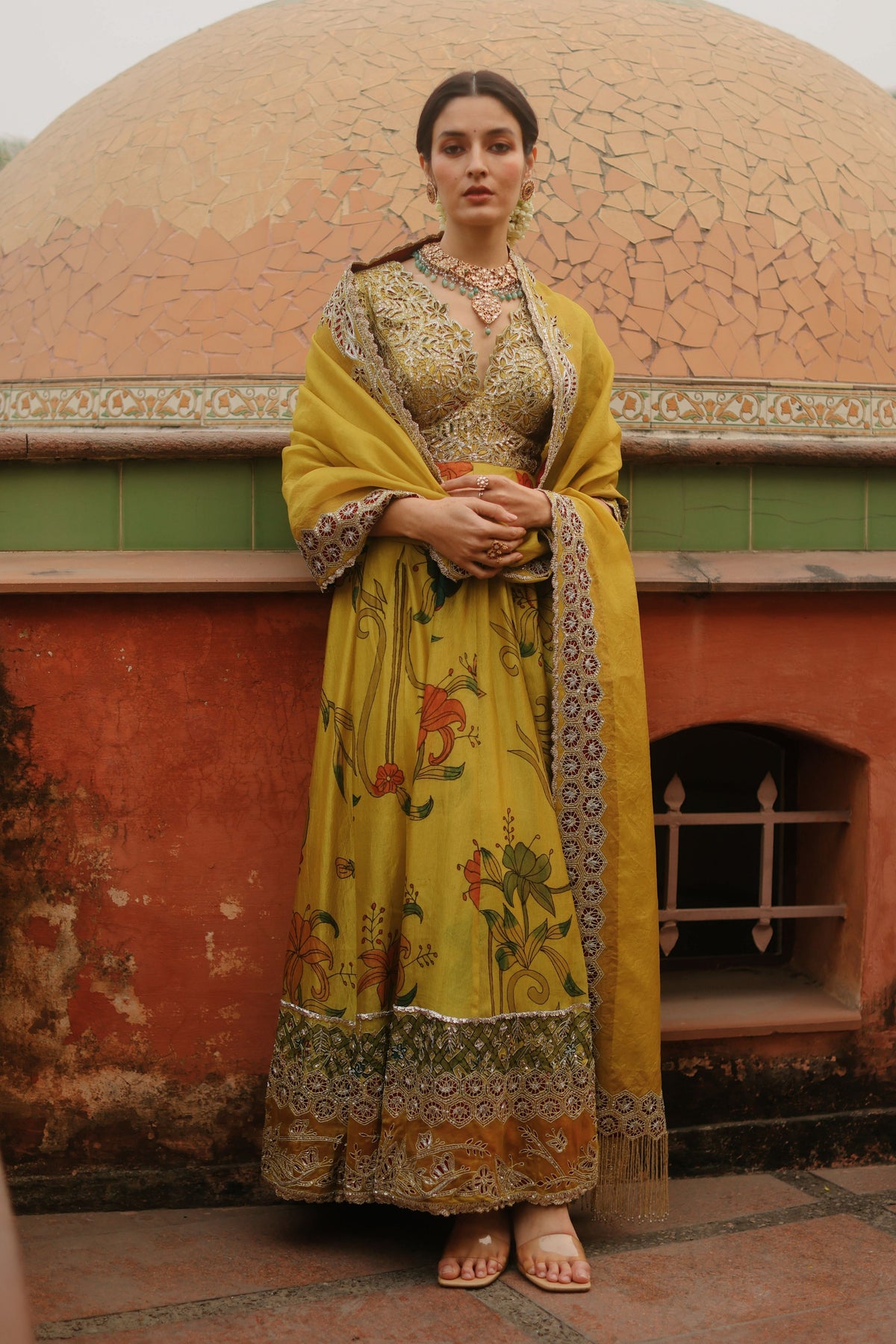 Mustard Cutwork Kalam Anarkali Set