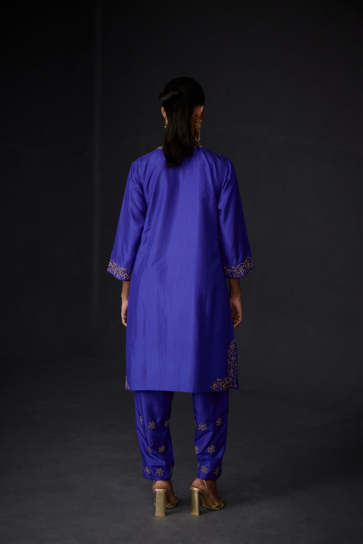 Embroidered Tunic Set in Persian Blue